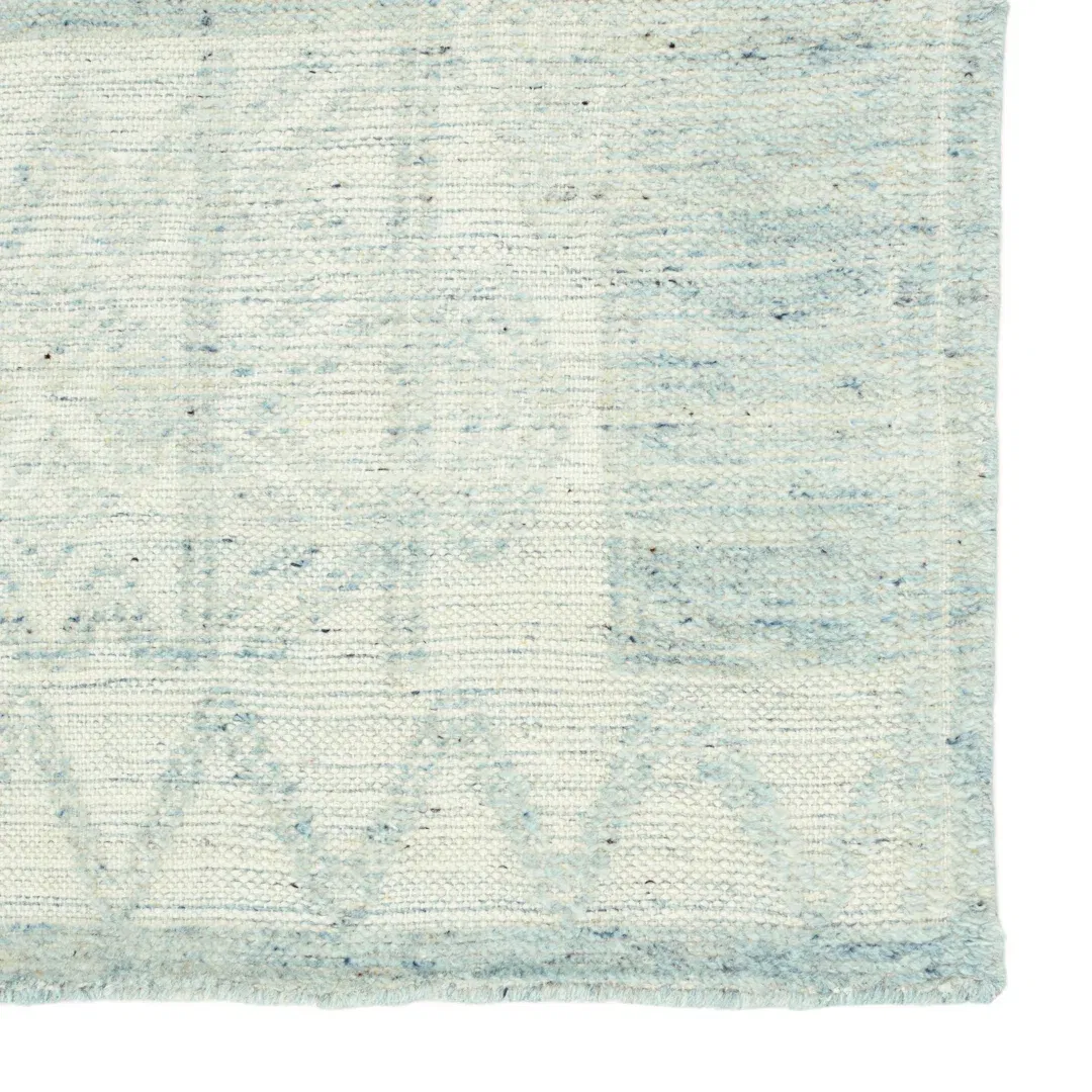 Cirus Hand Knotted Geometric Light Blue/ Ivory Area Rug (6''X9'') large image 