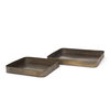 Varun Square Antiqued Brass Metal Tray (Set of 2), Decorative Tray by Mercana, 15.35" length x 15.35" width x 1.77" height thumbnail 1