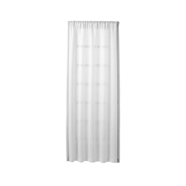 Online Designer Patio Bordered White Sheer Linen Curtain Panel 52"x84