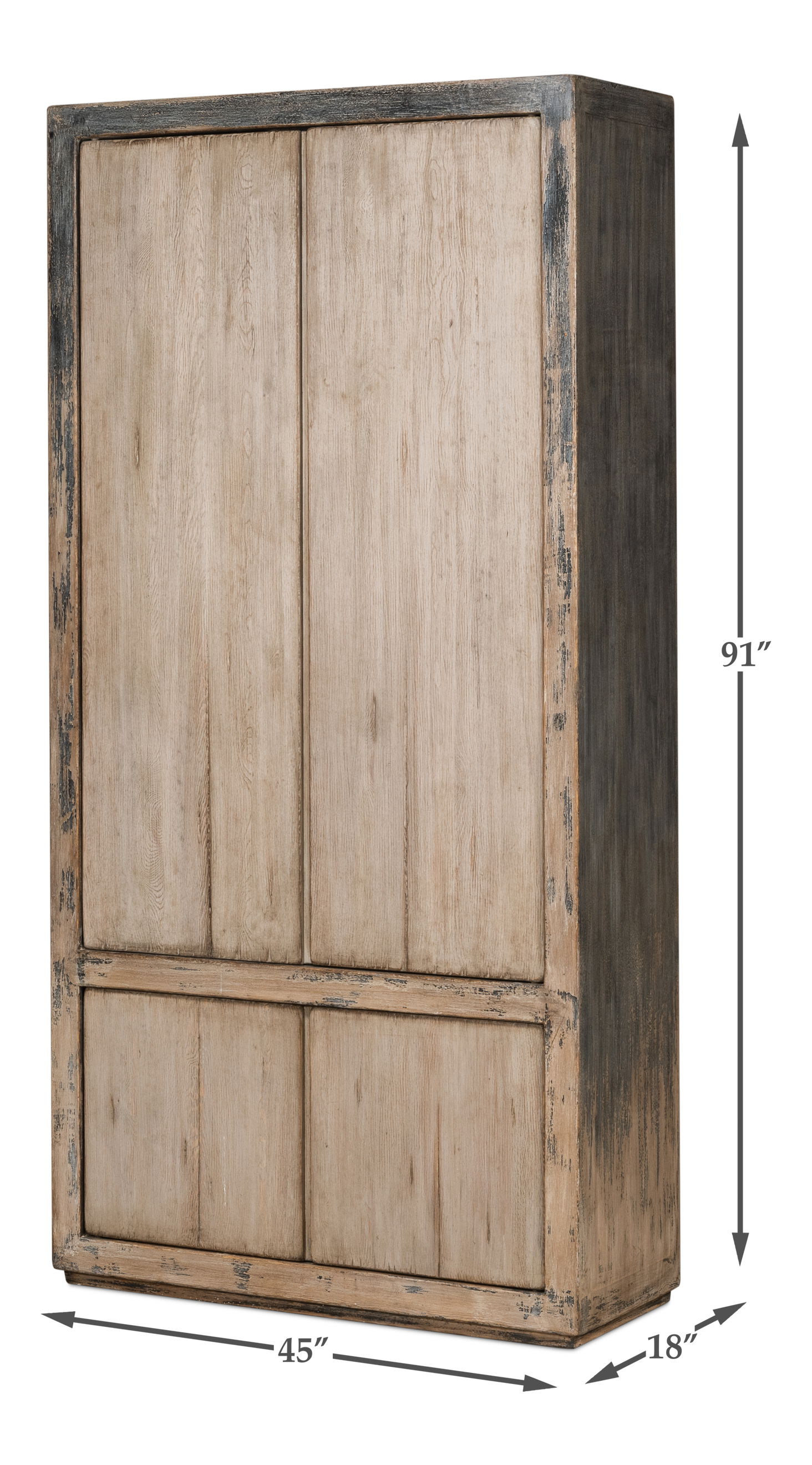 Chamonix Tall Cupboard, Shelving & Bookcase by Sarreid, 45" length x 18" width x 91" height View 14