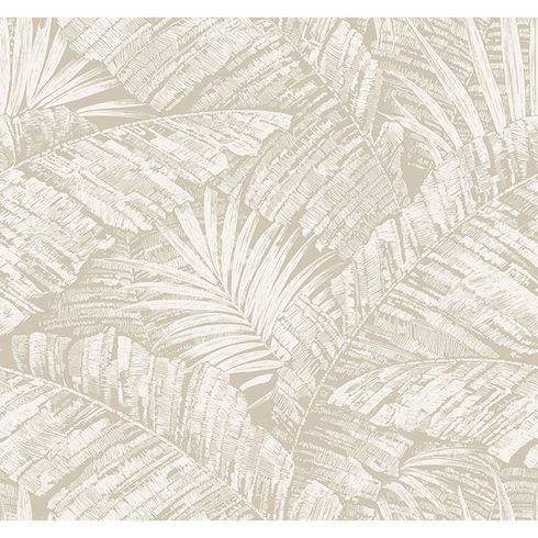 Palm Cove Toile White & Taupe Wallpaper