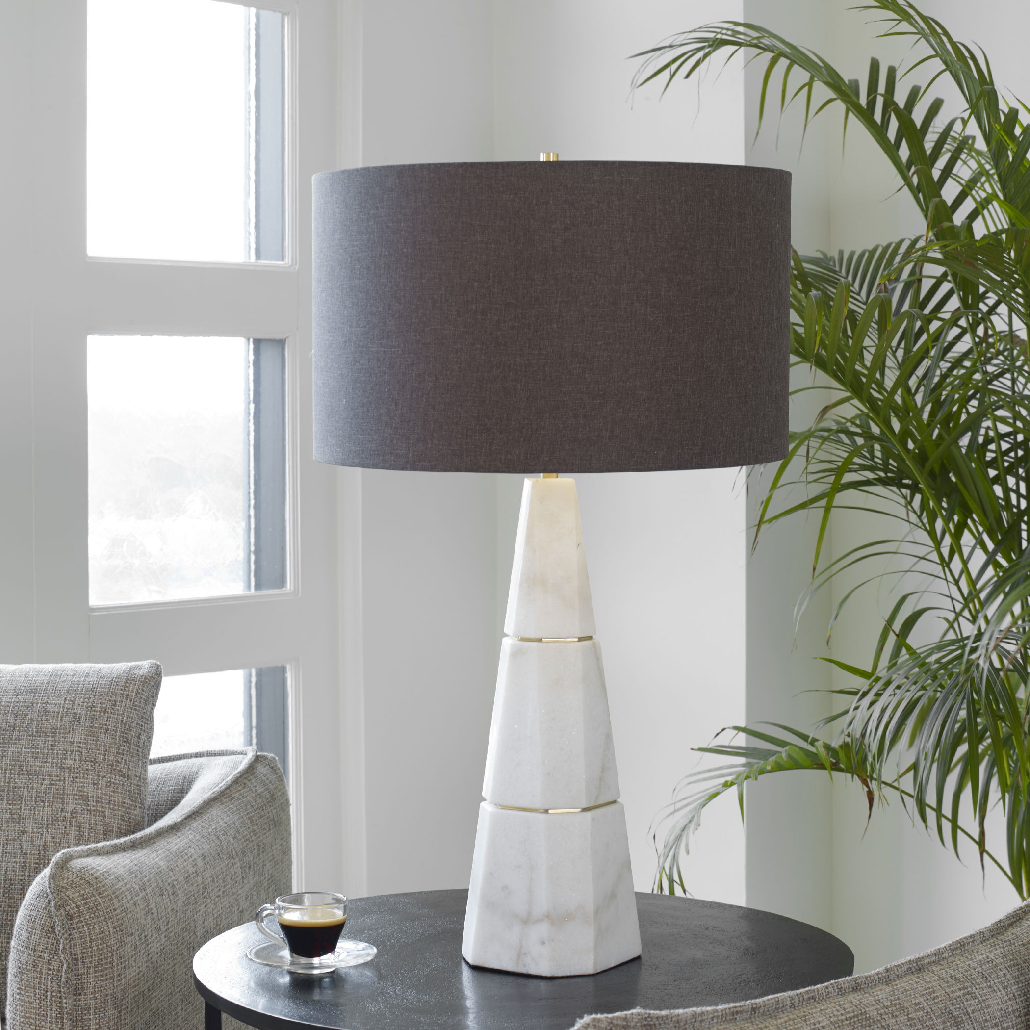 Citadel White Marble Table Lamp large image 