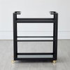 Grid Block Bar CartBlack Lacquer with Shiny Bras, Decor by Global Views, 36" length x 16" width x 42" height thumbnail 3