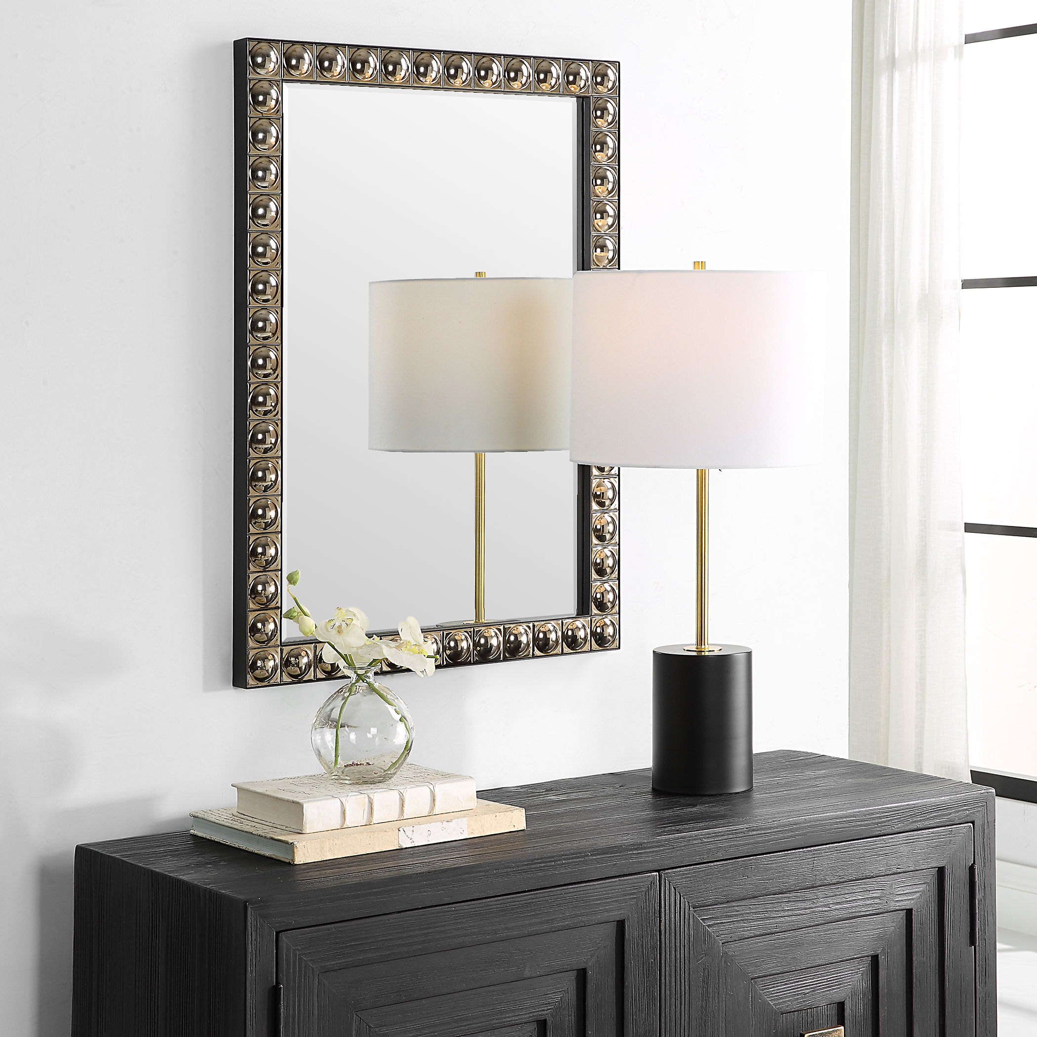 Silvio Tiled Vanity Mirror, by Uttermost, 23.12" width x 32.75" height x 1.62" depth View 2
