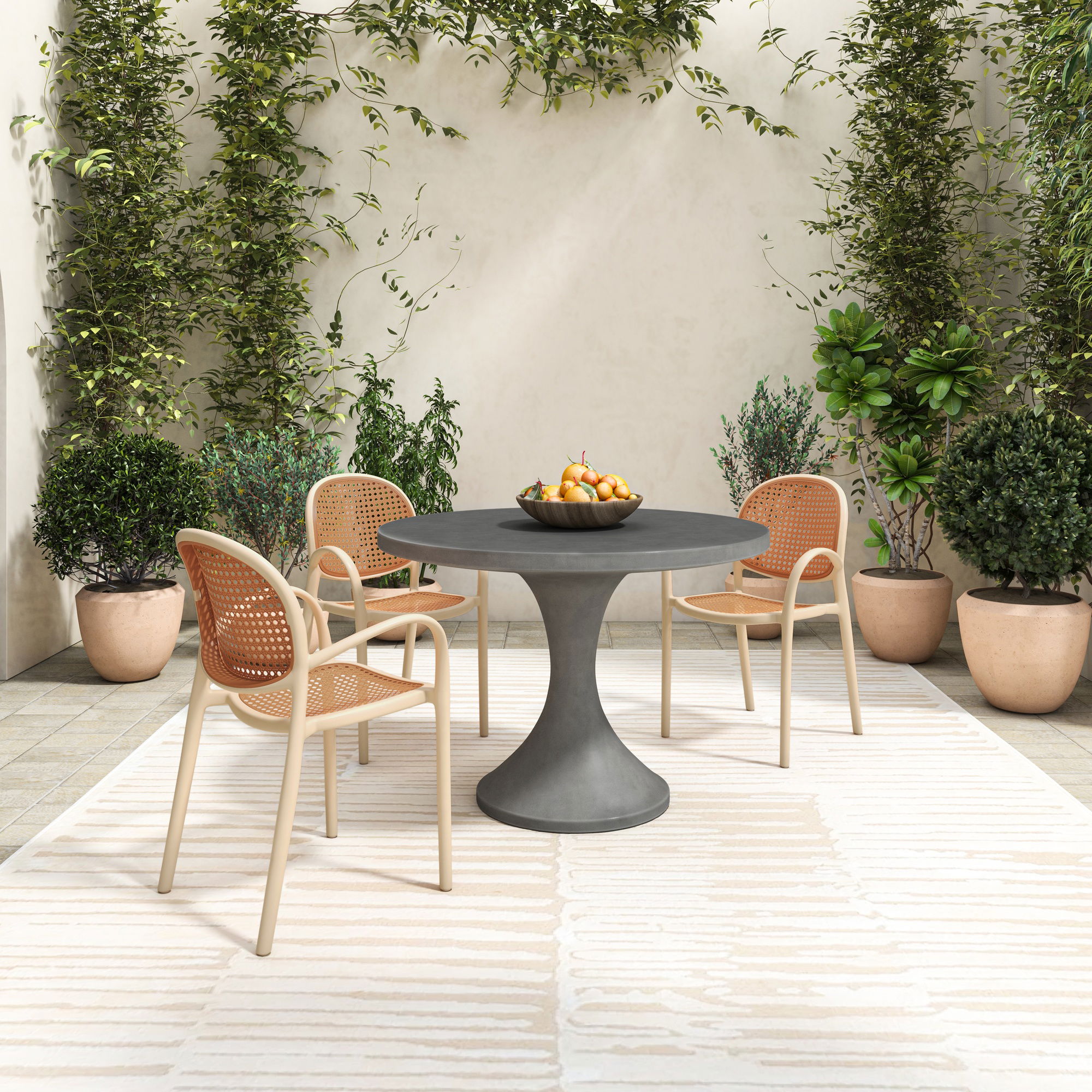 Isadora Outdoor Dining Table Grey, Outdoor Table by Moe's Home, 3'7" width x 2'6" height x 3'7" depth View 5