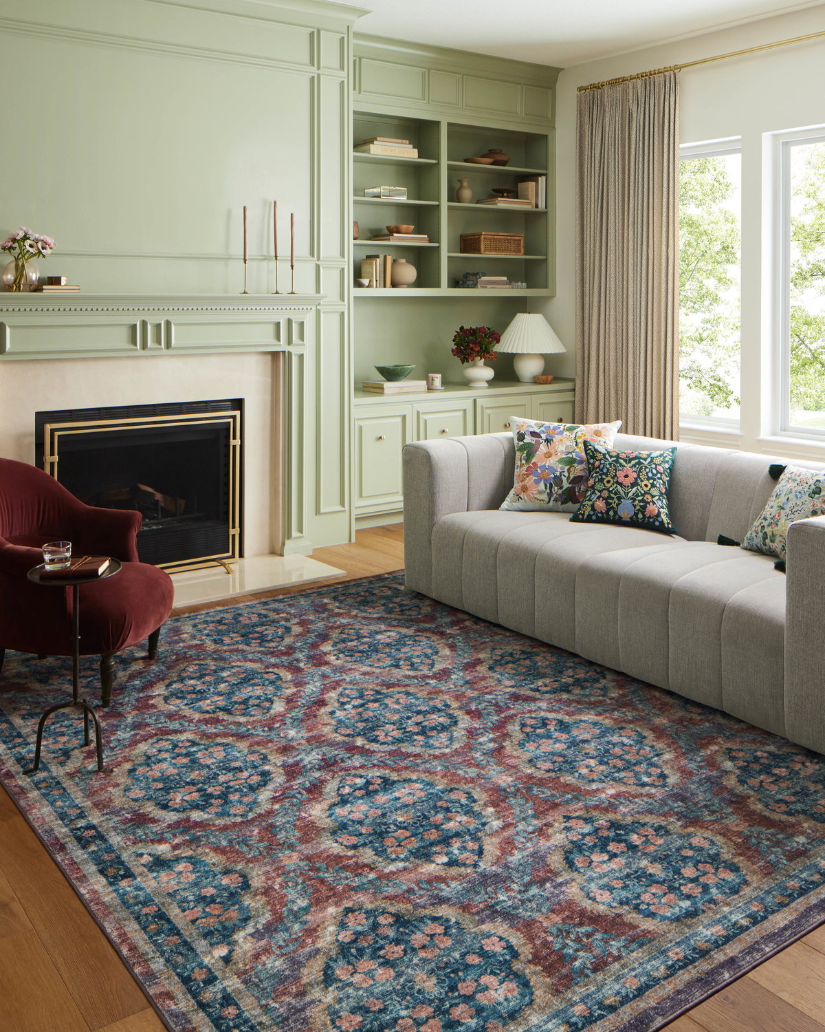 Rifle Paper Co. x Loloi Courtyard Rug, 1'6" length x 1'6" width View 2