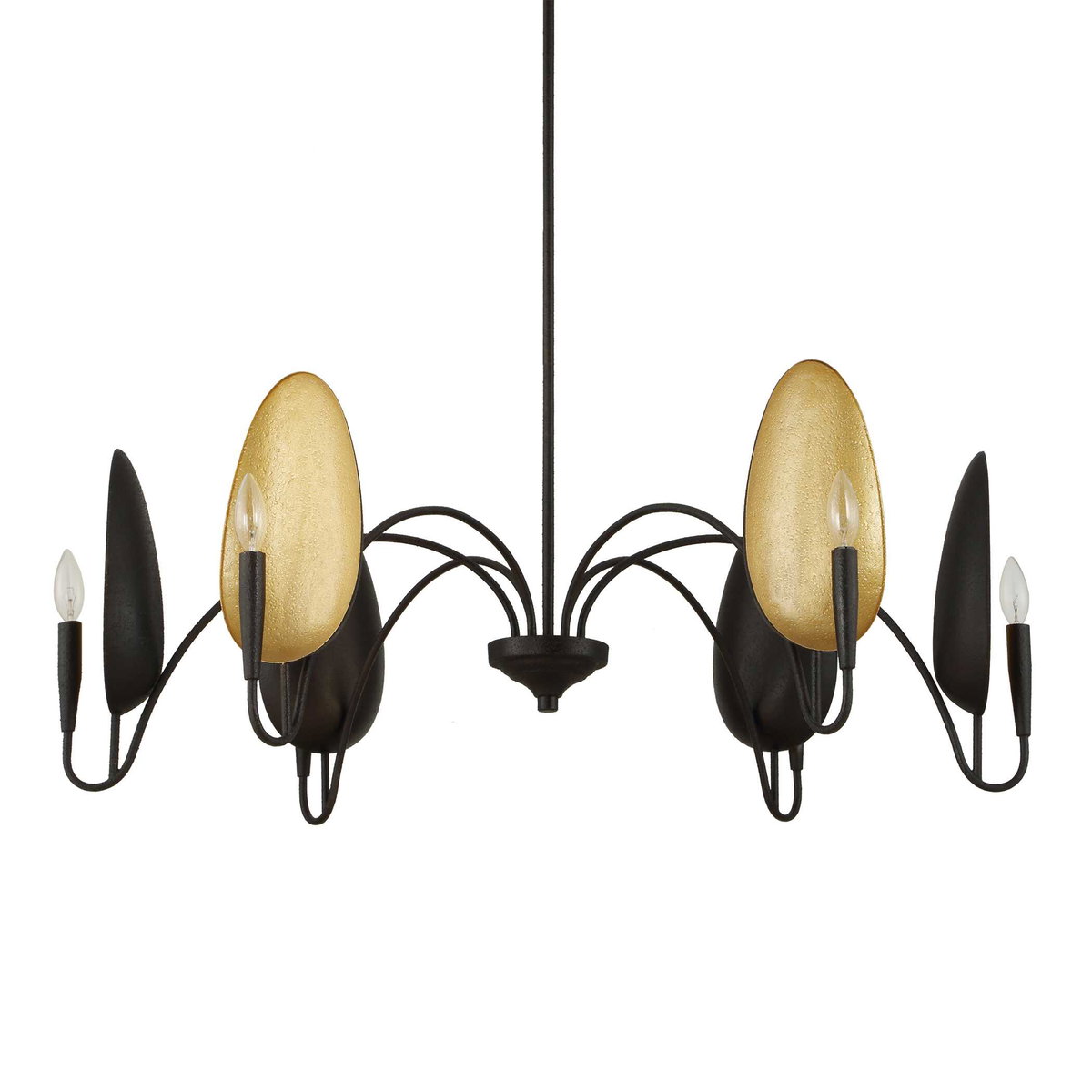 Warwick 6 Light Matte Black Chandelier, Pendant by Uttermost, 19" height x 41.5" diameter View 7