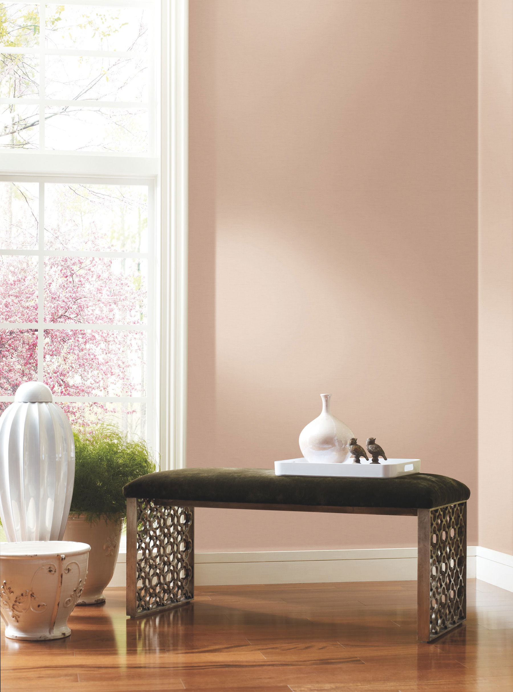 Textile Sisal Grasscloth Pink Wallpaper large image 