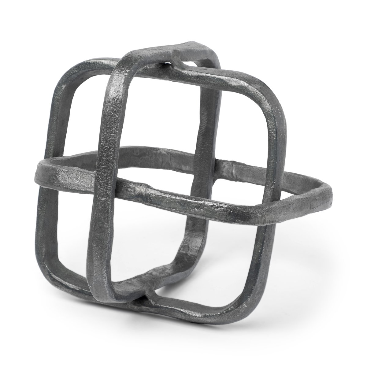 Willem II 9L x 9W Silver Metal Open Cube Decor Object, Decorative Object by Mercana, 8.58" length x 8.58" width x 8.58" height View 1