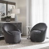 Crue Gray Fabric Swivel Chair, Accent Chair by Uttermost, 29.2" width x 32" height x 31" depth thumbnail 4