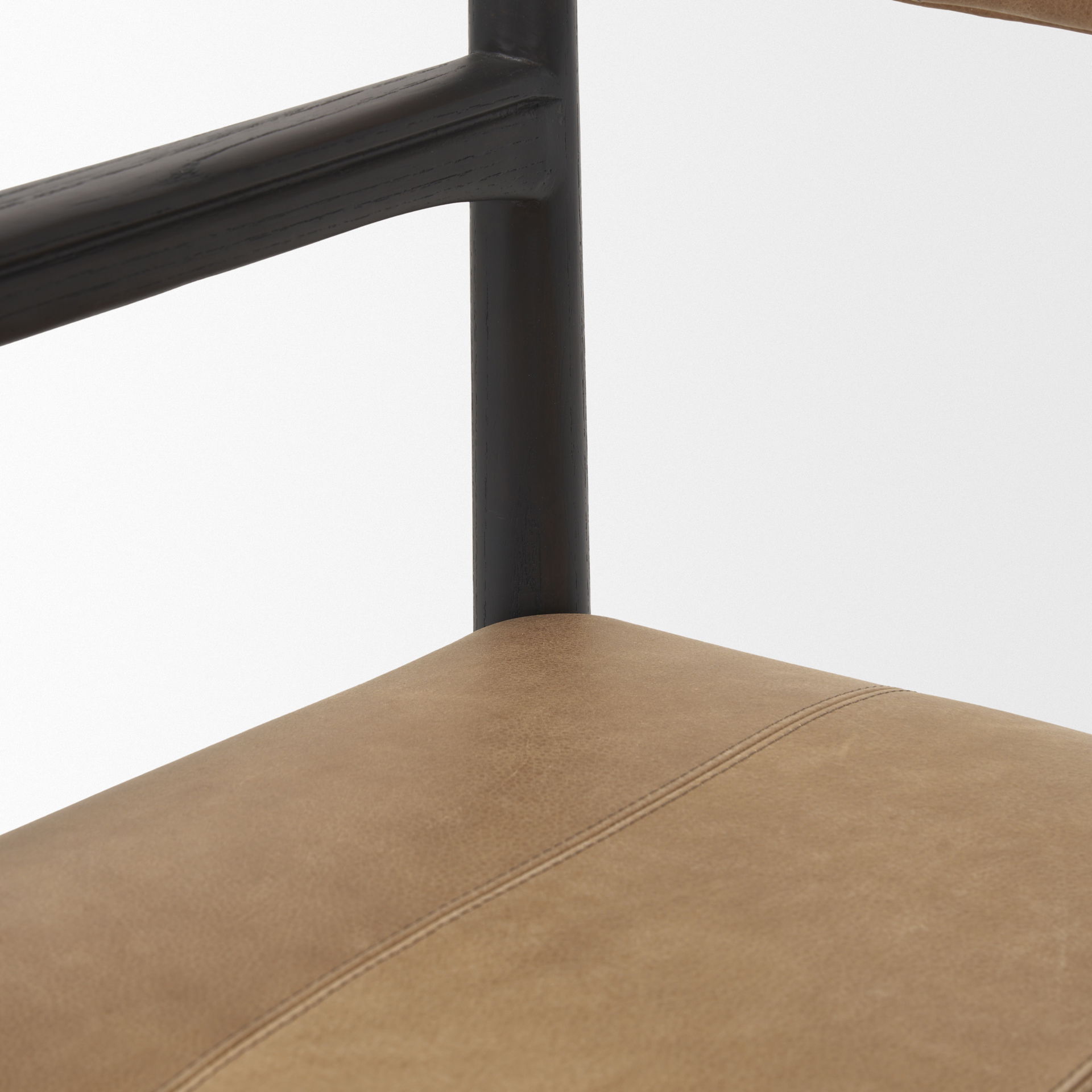 Toni Dark Brown Wood with Chestnut Leather Dining Chair large image 