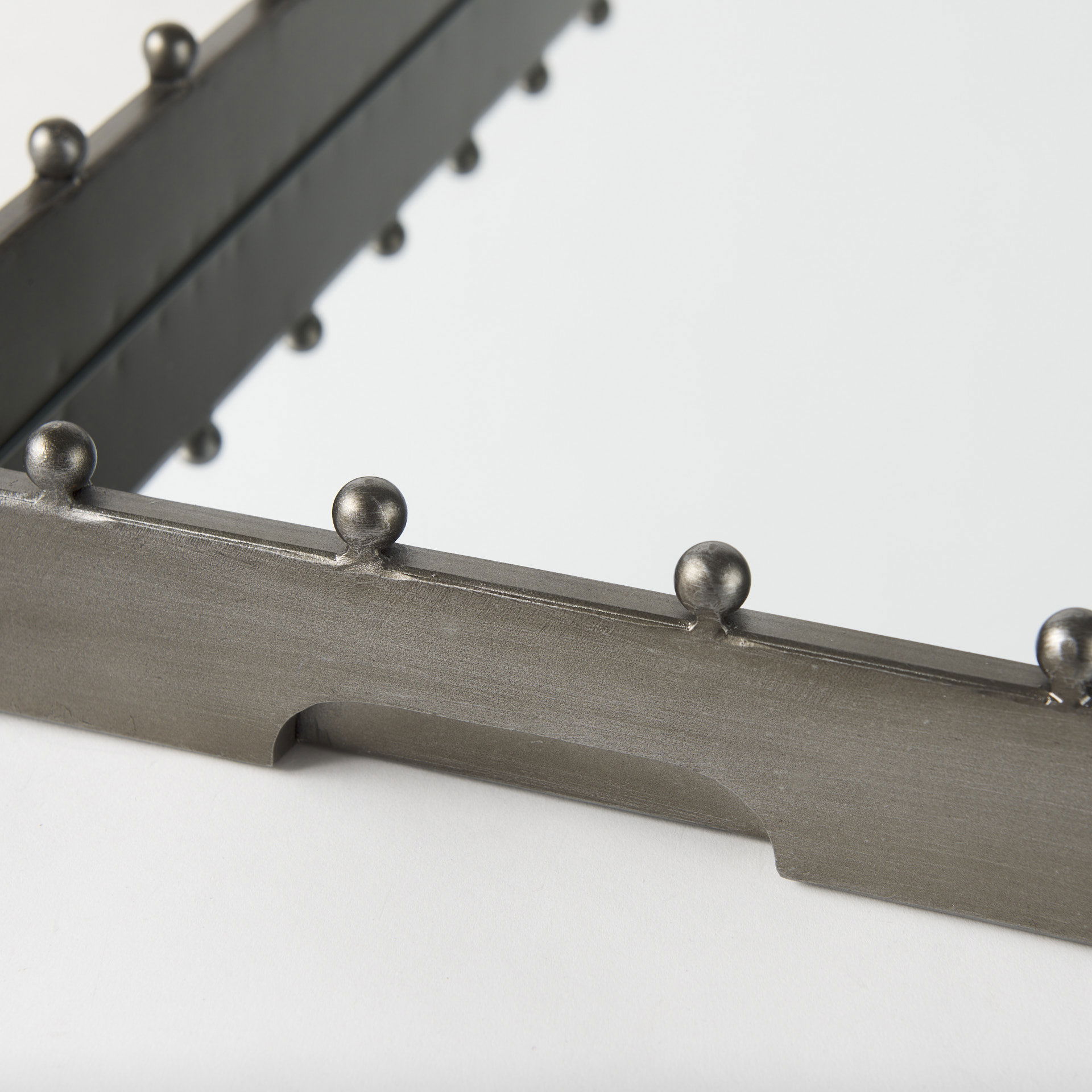 Elio  Gun Metal Gray Metal with Studs and Mirrored Bottom Rectangle Tray large image 