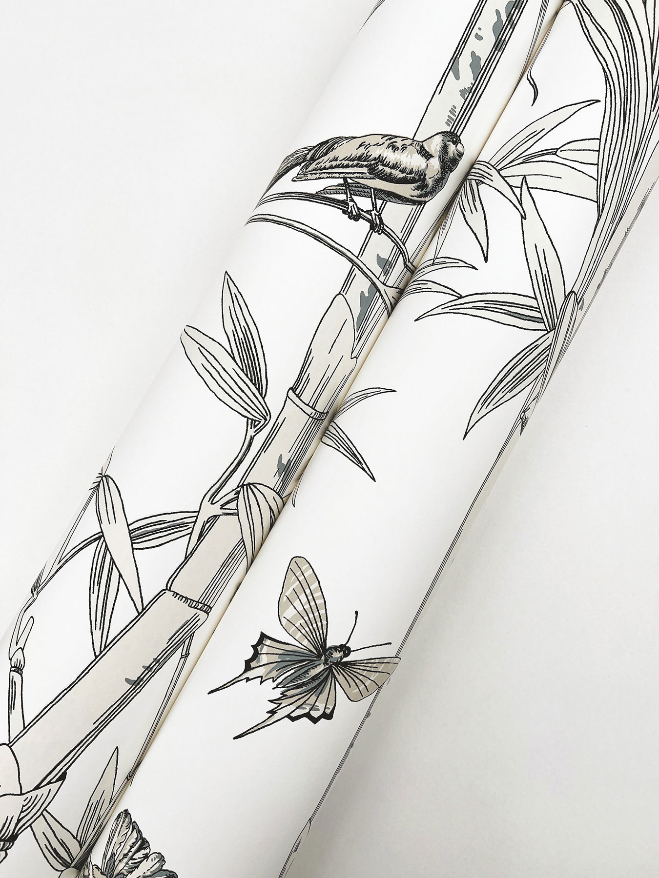 Bambou Toile White Wallpaper large image 