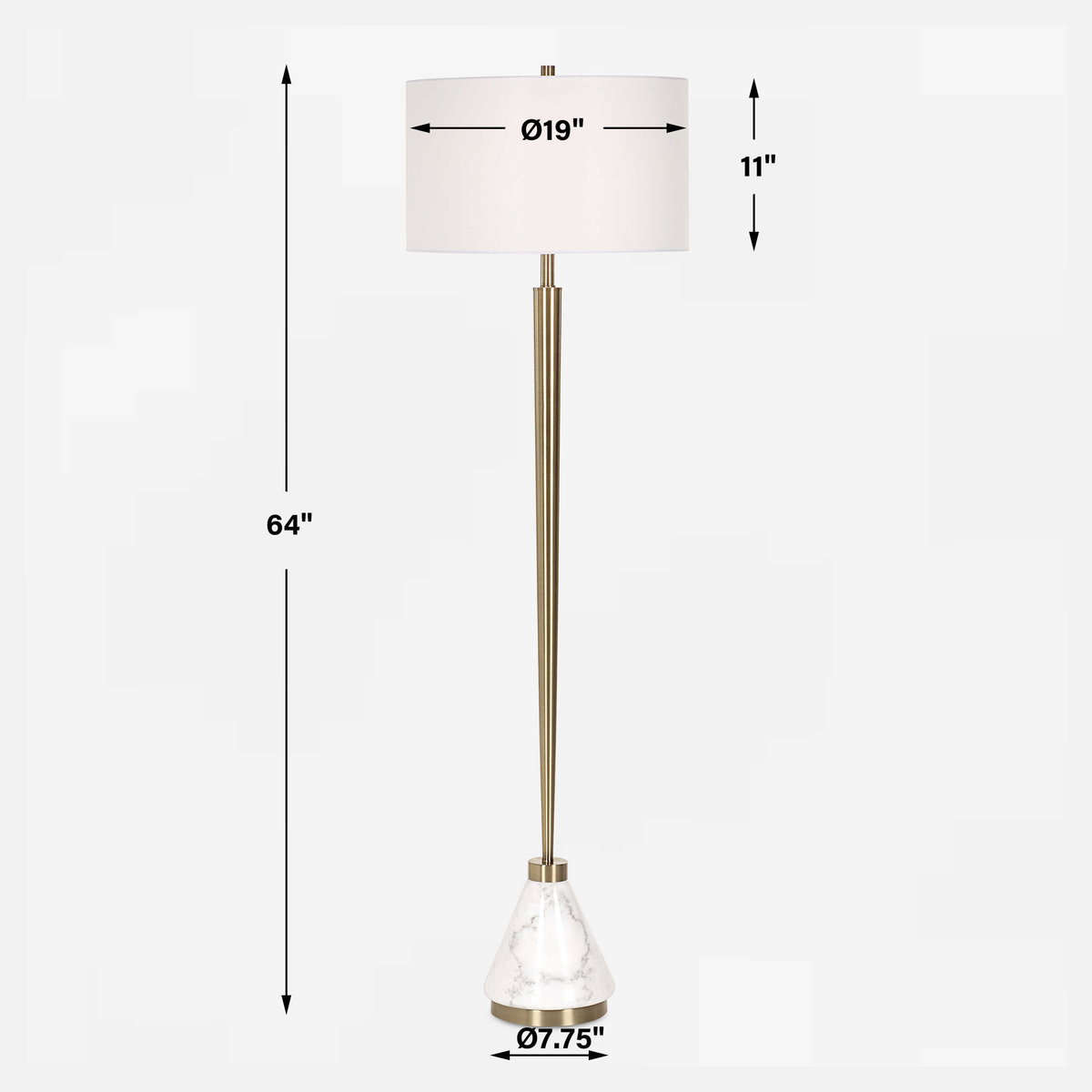 Curran Tapered Metal Floor Lamp, by Uttermost, 1'7" width x 5'4" height x 1'7" depth View 3