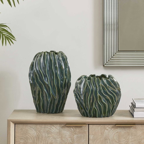 Veridian Ridge Indoor-Outdoor Vases Set/2