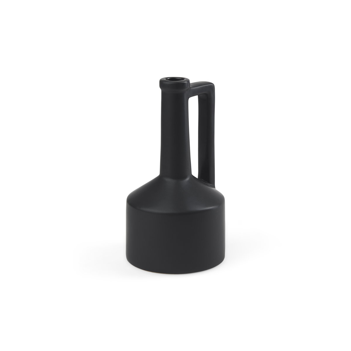 Burton 10.8H Small Matte Black Ceramic Jug Vase, Decorative Jar by Mercana, 4.92" length x 4.92" width x 9.25" height View 1