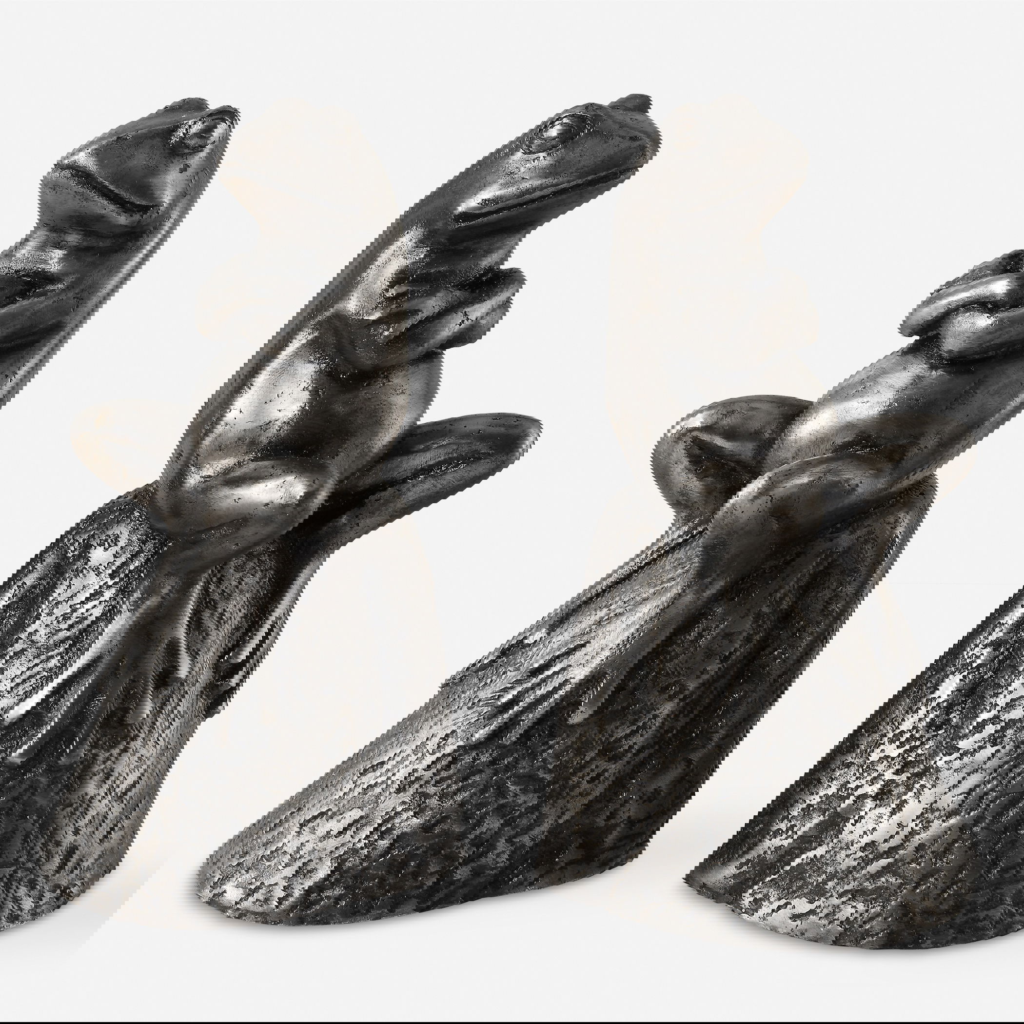 Daydreaming Frogs Aged Silver Bookends Set/2 large image 