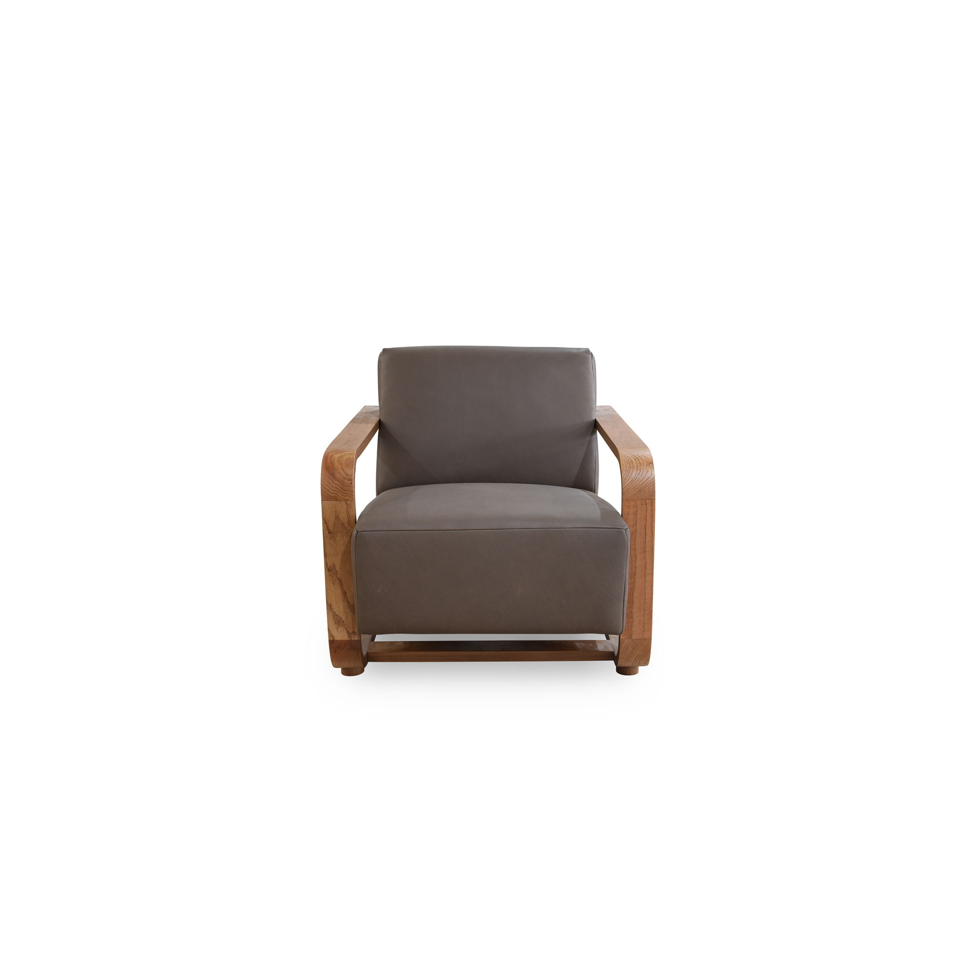Eckersley Lounge Chair Cool Brown Leather, Accent Chair by Moe's Home, 29.5" width x 29" height x 36" depth View 1