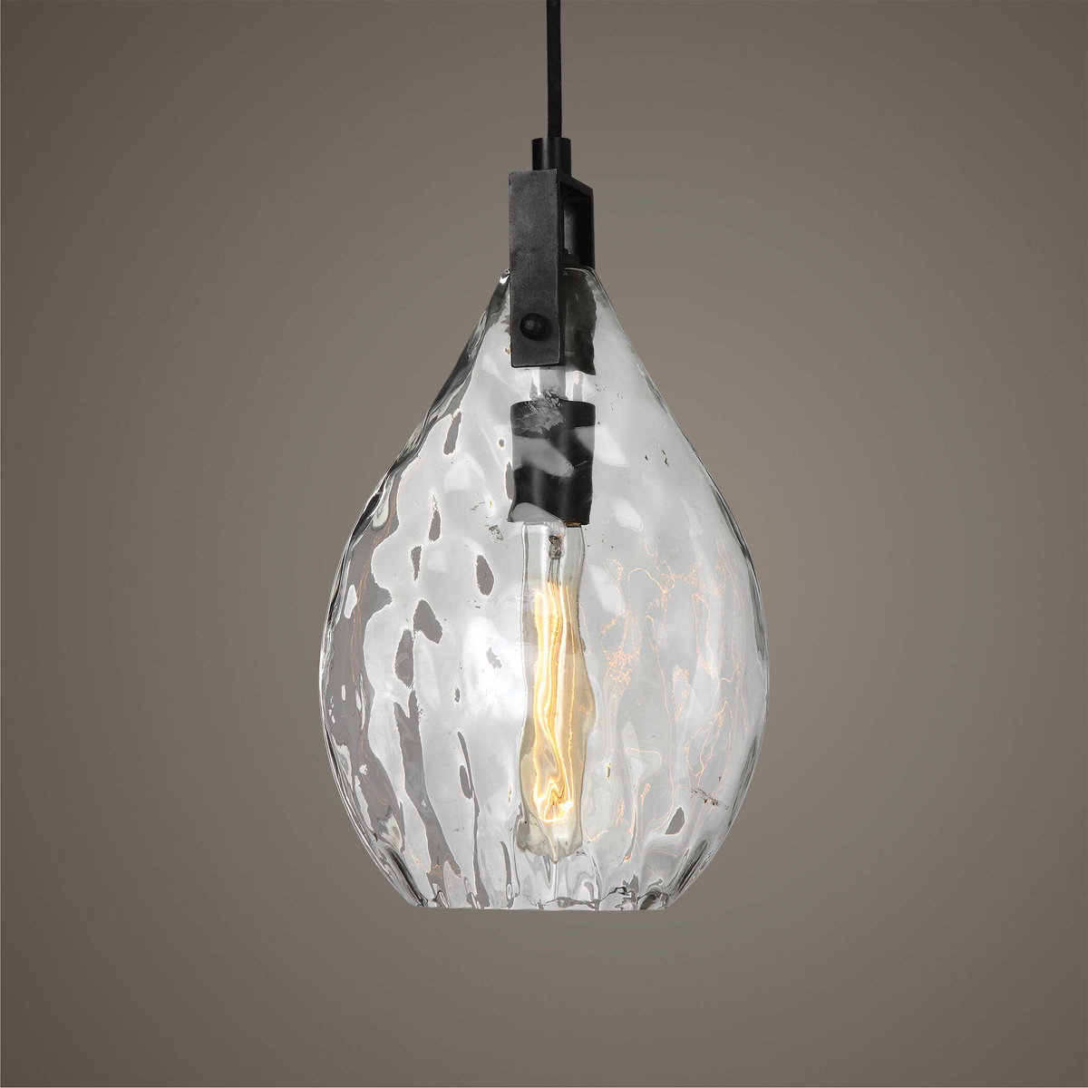 Campester 1 Light Watered Glass Mini Pendant, by Uttermost, 8.5" width x 1'2.25" height x 4.12" depth View 2