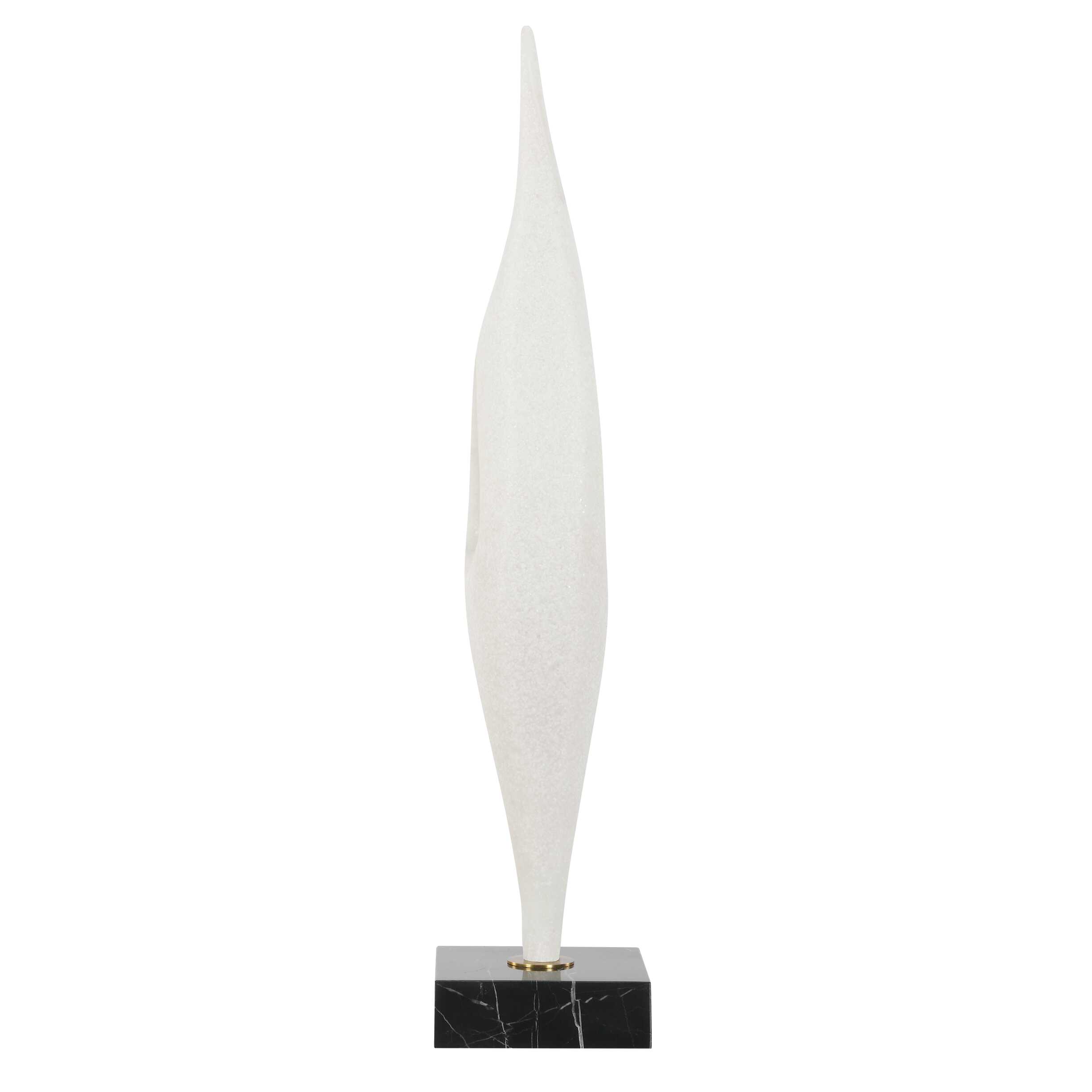 Fluid Drop White Stone Sculpture, Decorative by Uttermost, 5" width x 24.25" height x 5" depth View 6