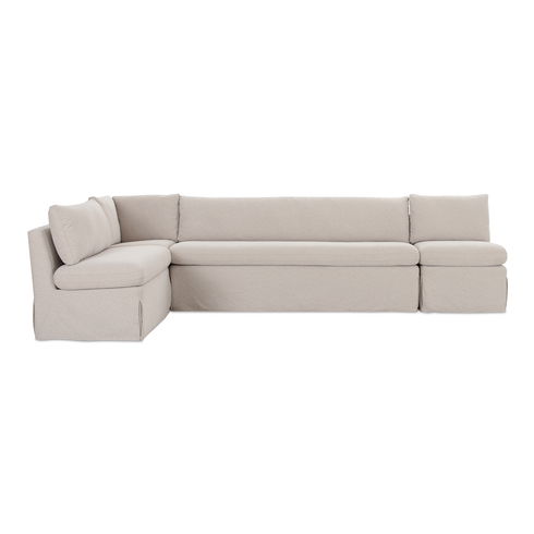 Fable Slipcover Dining Banquette L-shape Beige 125.5in