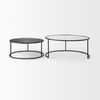 Arlo  Set of 2 Brown Wood and Glass with Black Metal Coffee Tables thumbnail 6