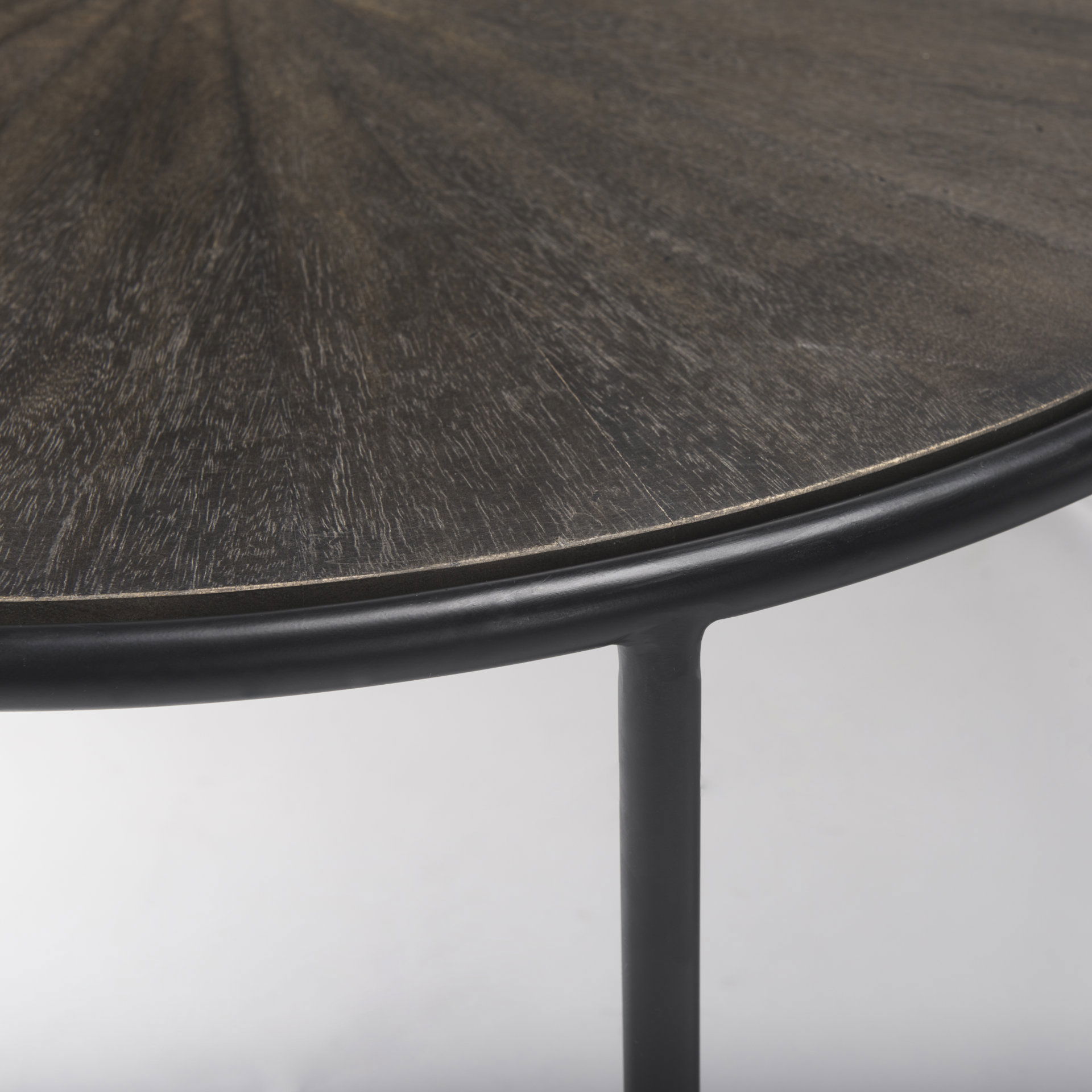 Arlo  Set of 2 Brown Wood and Glass with Black Metal Coffee Tables large image 