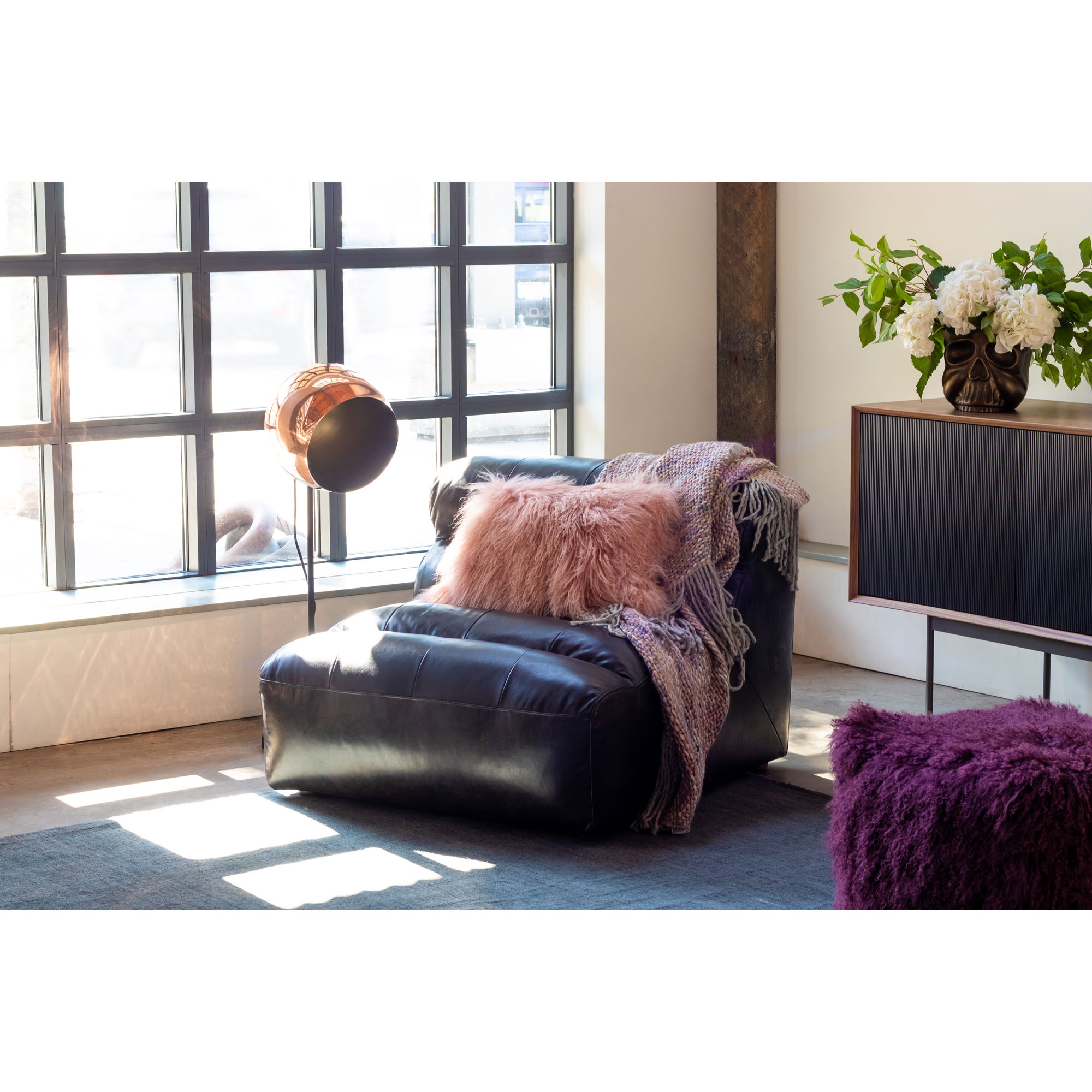 Ramsay Leather Slipper Chair Black large image 