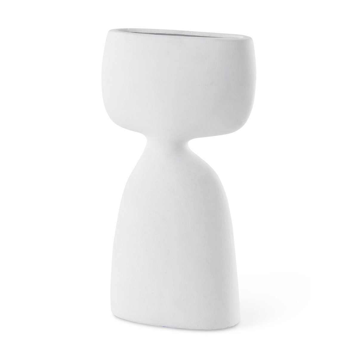 Tatum 11.6H Sculptural White Ceramic Vase, by Mercana, 5.91" length x 2.17" width x 11.61" height View 1