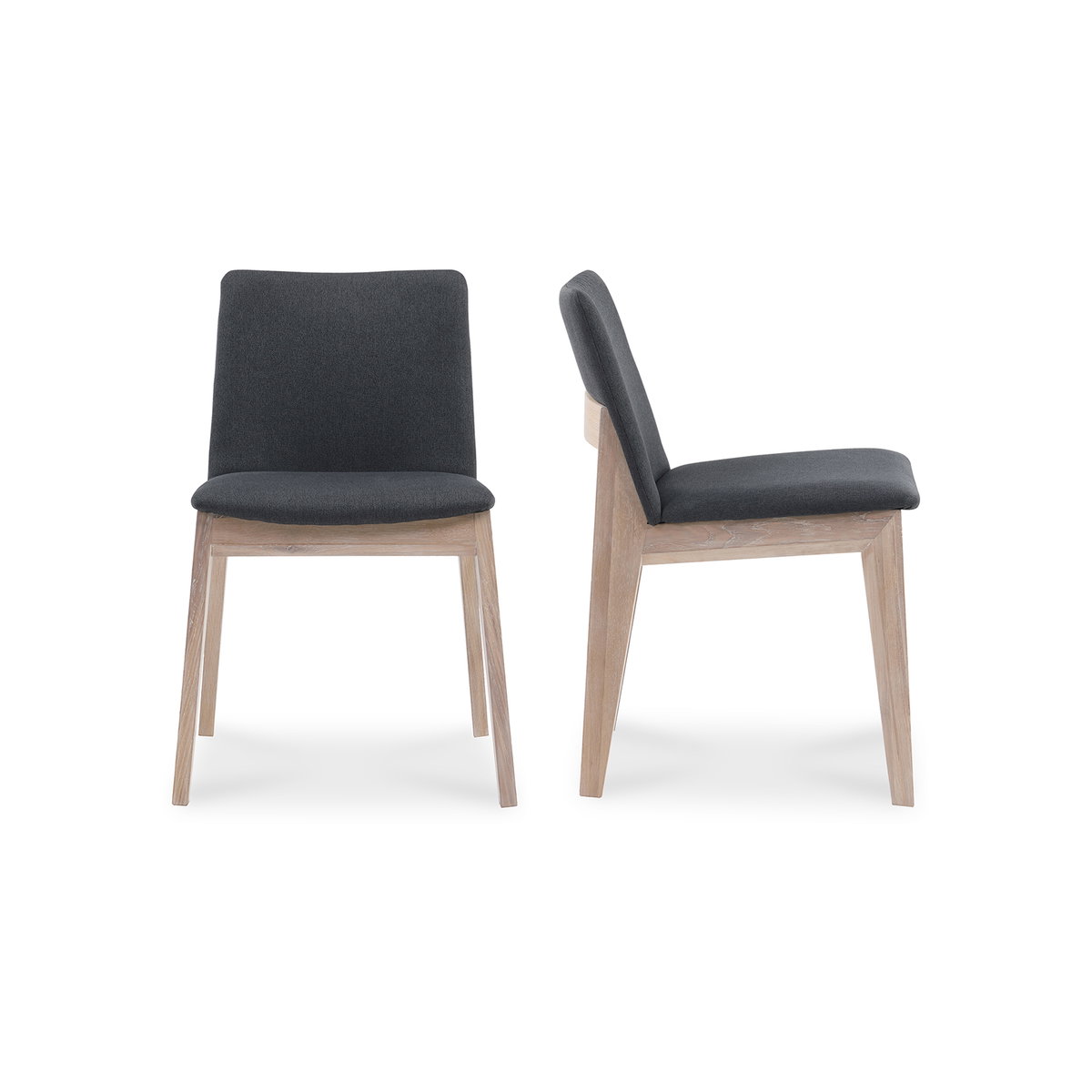 Deco Oak Dining Chair Dark Grey - Set Of Two, by Moe's Home, 21" width x 31" height x 22" depth View 1