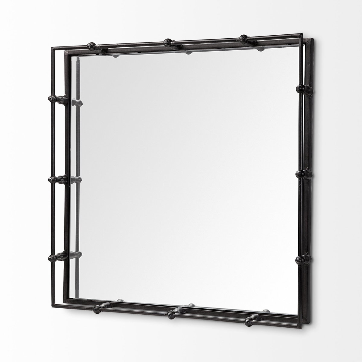 Christa 22L x 22W Black Metal Mirrored Base Square Tray, Decorative Tray by Mercana, 22.05" length x 22.05" width x 3.05" height View 8