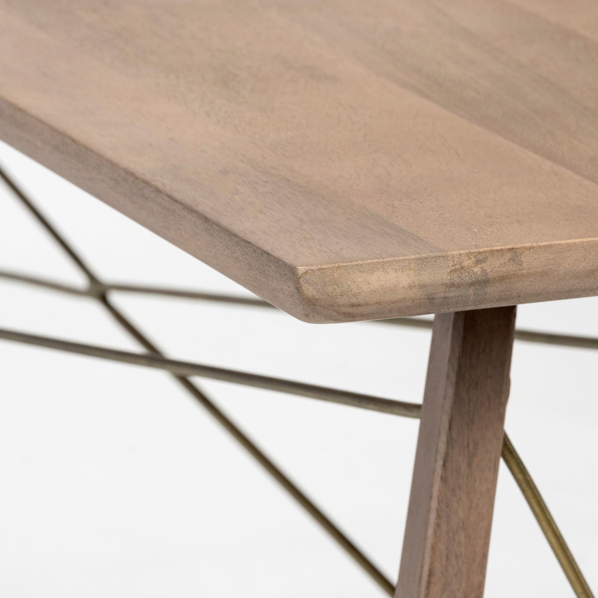 Kirby I 66L x 16W Brown Wooden Cross Braced Console Table, by Mercana, 66" length x 16" width x 29" height View 5
