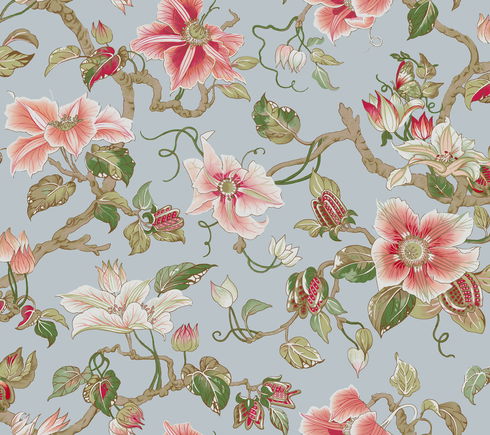 Marguerite Vine Blue Wallpaper