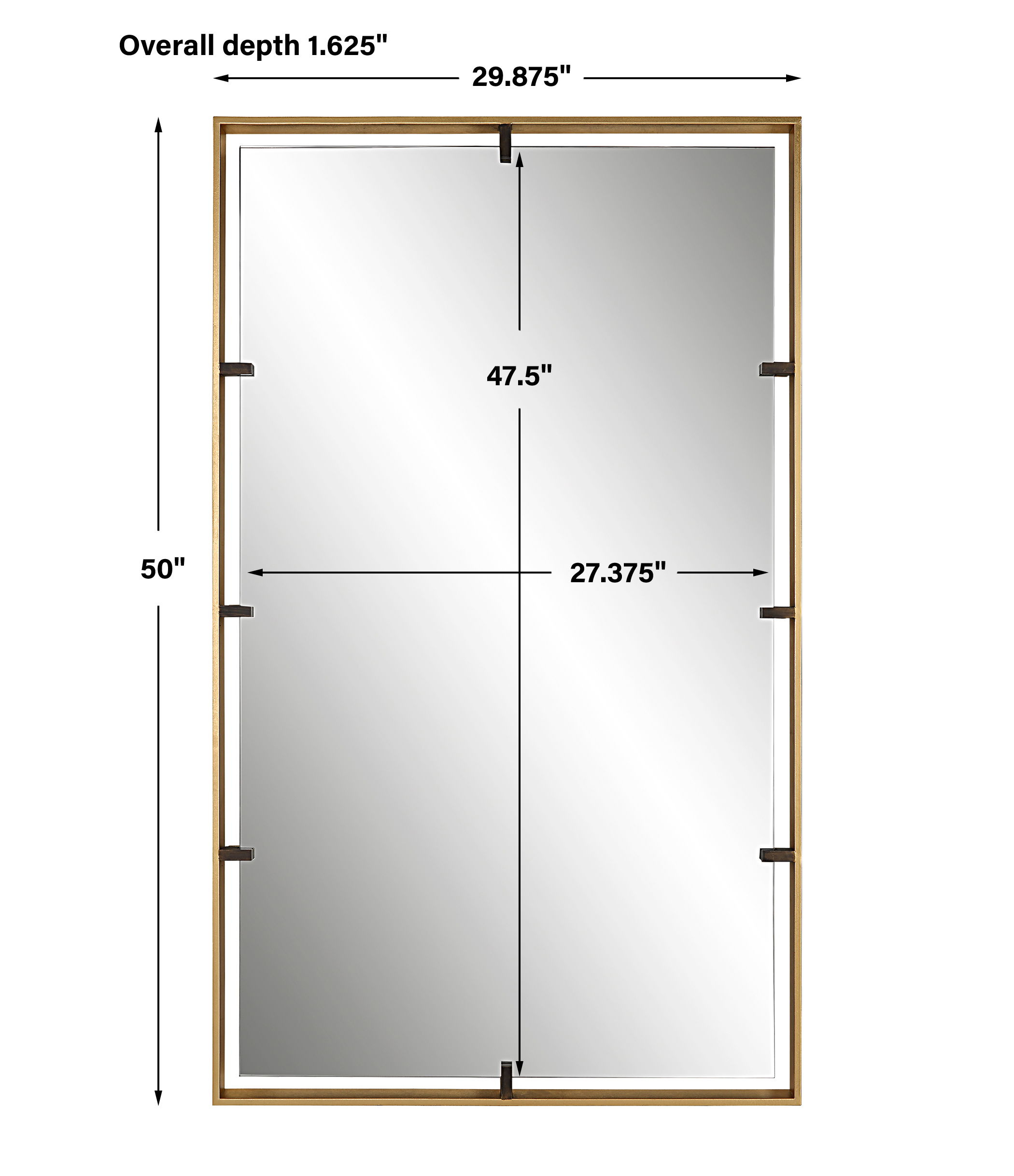 Egon Gold Wall Mirror, by Uttermost, 29.87" width x 50" height x 1.62" depth View 3
