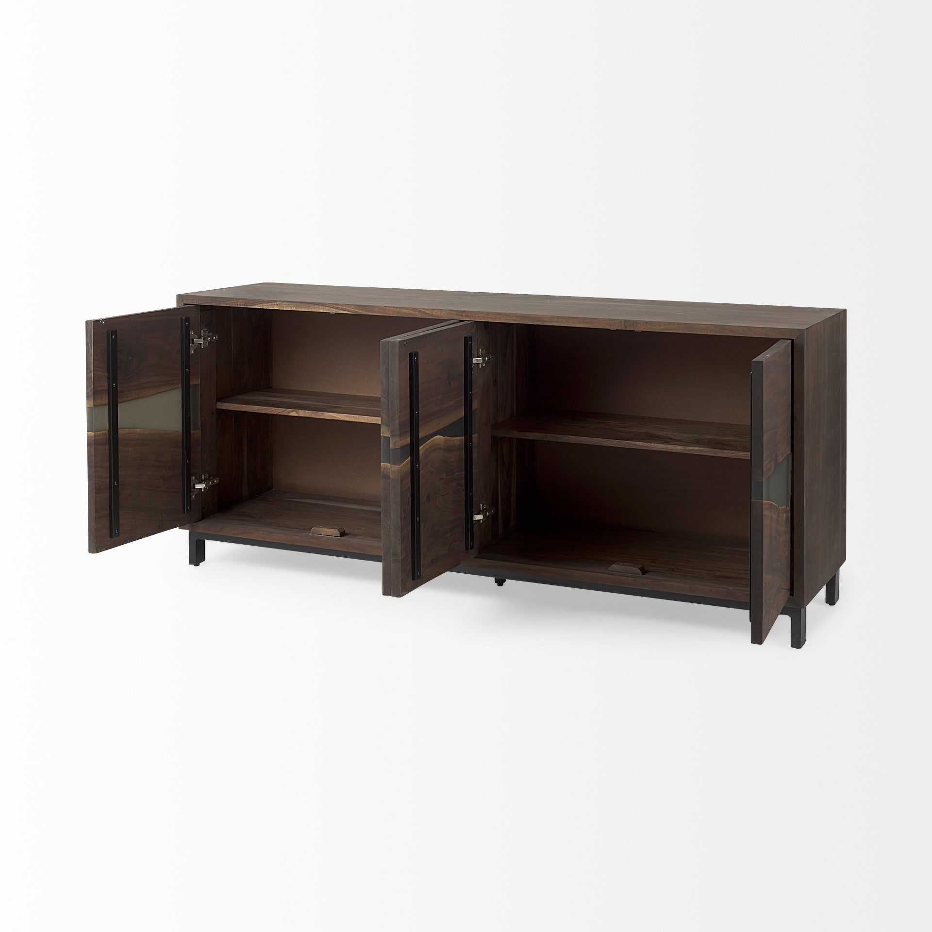 Hemlock 69L x 18W x 30H Brown Wood Sideboard, Sideboards & Buffet by Mercana, 68.9" length x 18.11" width x 29.92" height View 7