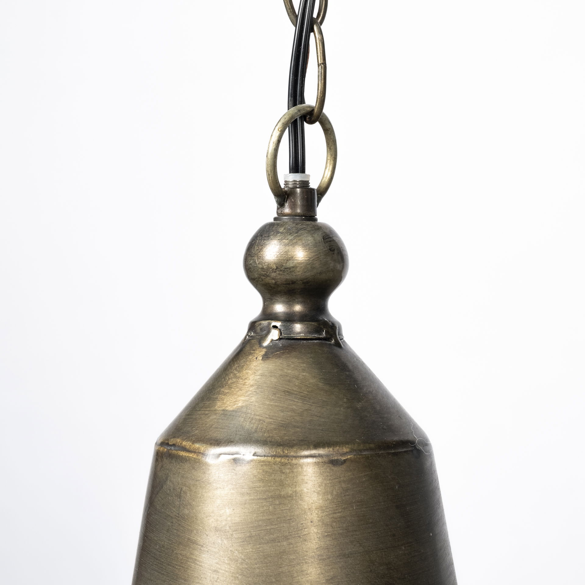 Tahla 14x 14.5 Gold Toned Metal Cage Pendant Light, by Mercana, 14" length x 14" width x 14.5" height View 5