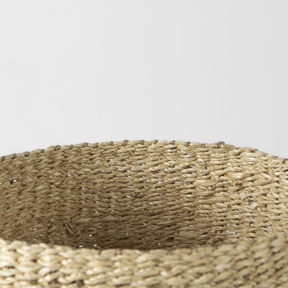 Sivannah  (Set of 3) Light Brown and Medium Brown Striped Seagrass Round Basket, Bins & Basket by Mercana, 19.69" length x 19.69" width x 23.62" height View 6