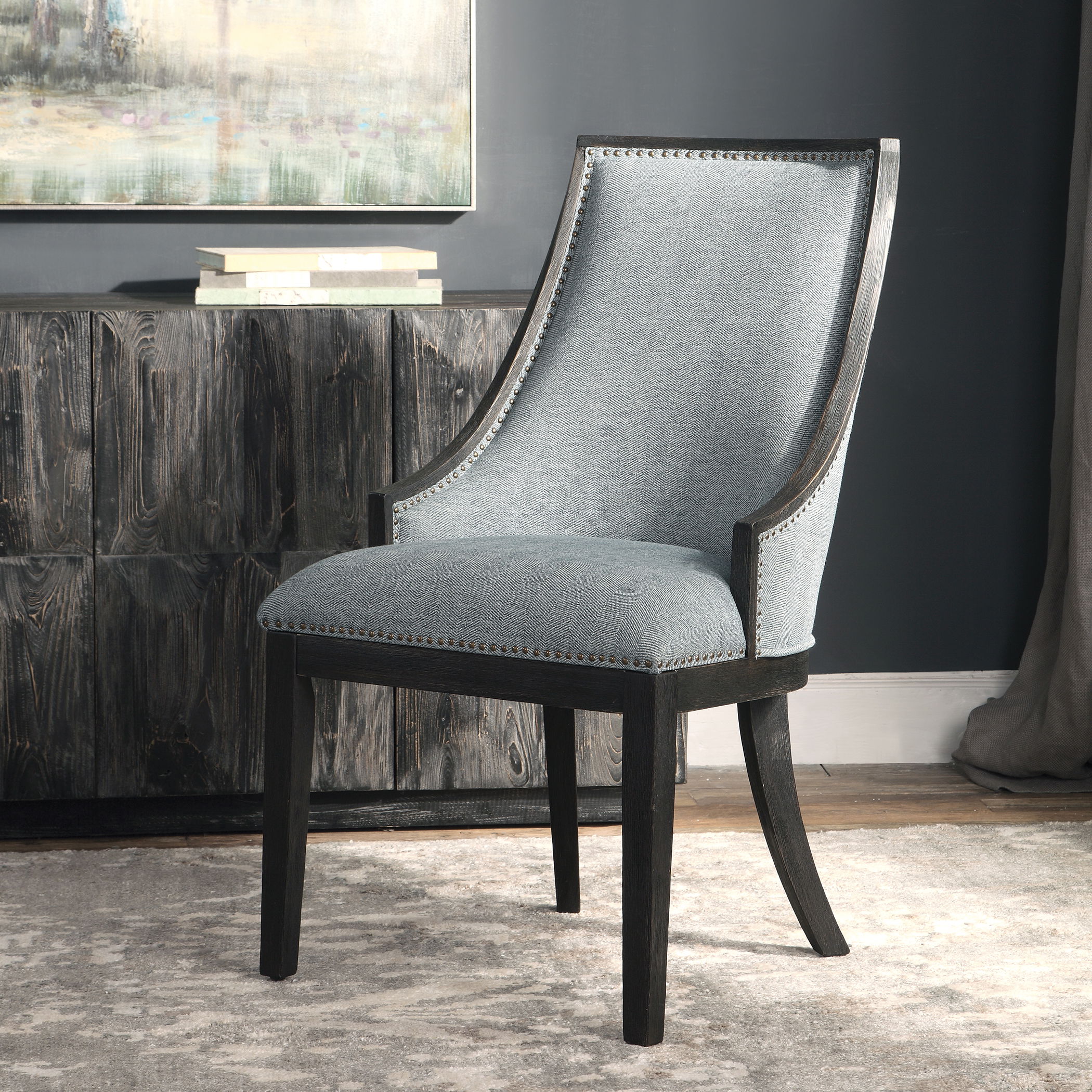 Janis Ebony Accent Chair, Furniture by Uttermost, 22.5" width x 39.5" height x 26.5" depth View 8