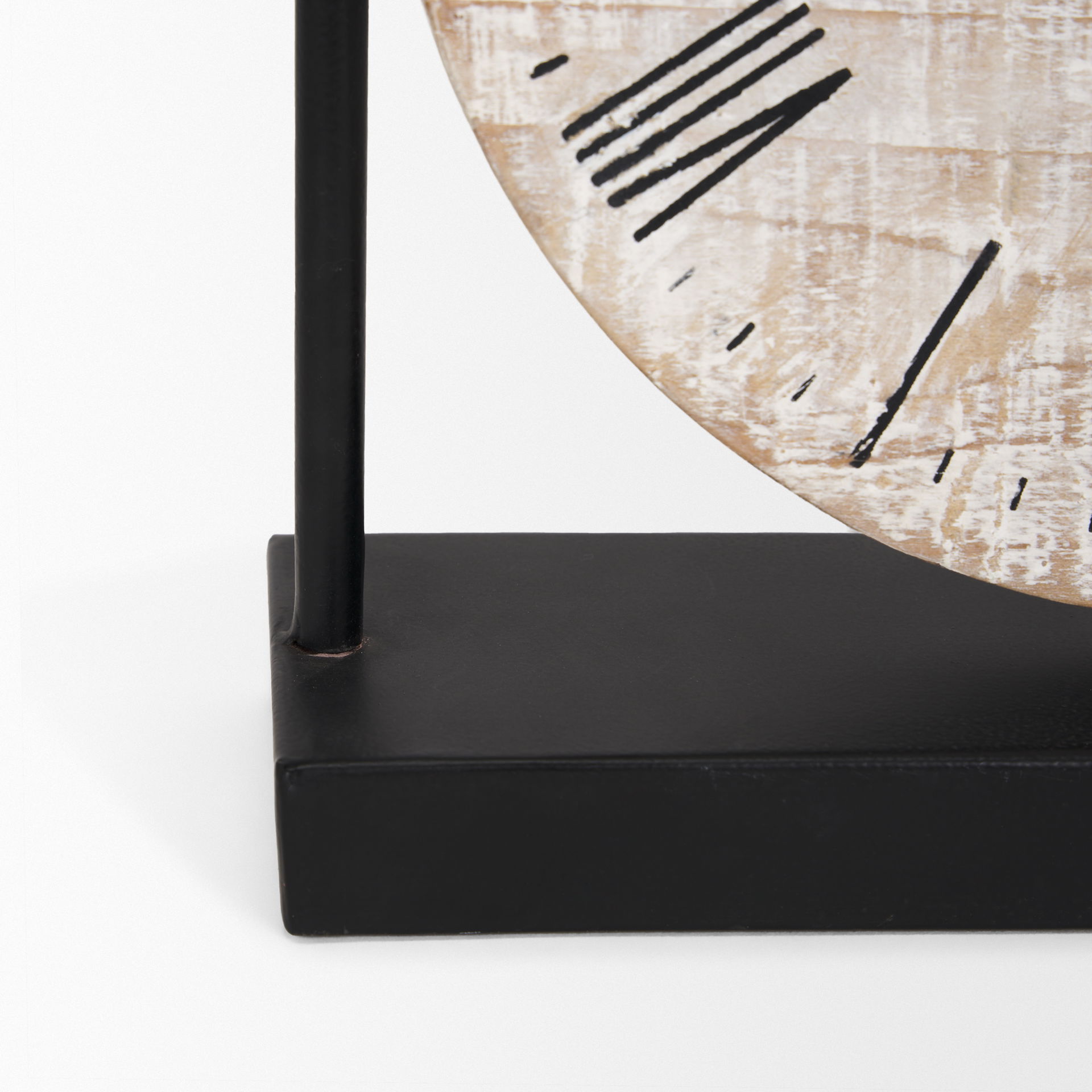 Raja Matte Black Metal with Wood Table Clock large image 