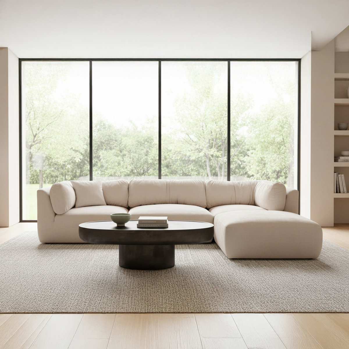 Matina Lounge Modular Sectional Oatmeal, Sectional Sofa by Moe's Home, 118" width x 30.7" height x 81.8" depth View 8