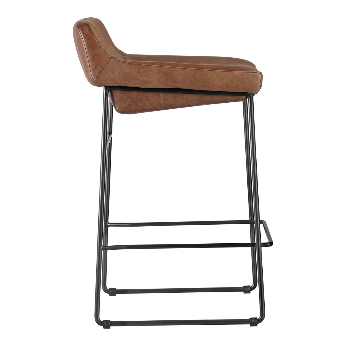 Starlet Counter Stool Open Road Brown Leather - Set Of Two, Counter & Bar Stool by Moe's Home, 17" width x 32" height x 20" depth View 6