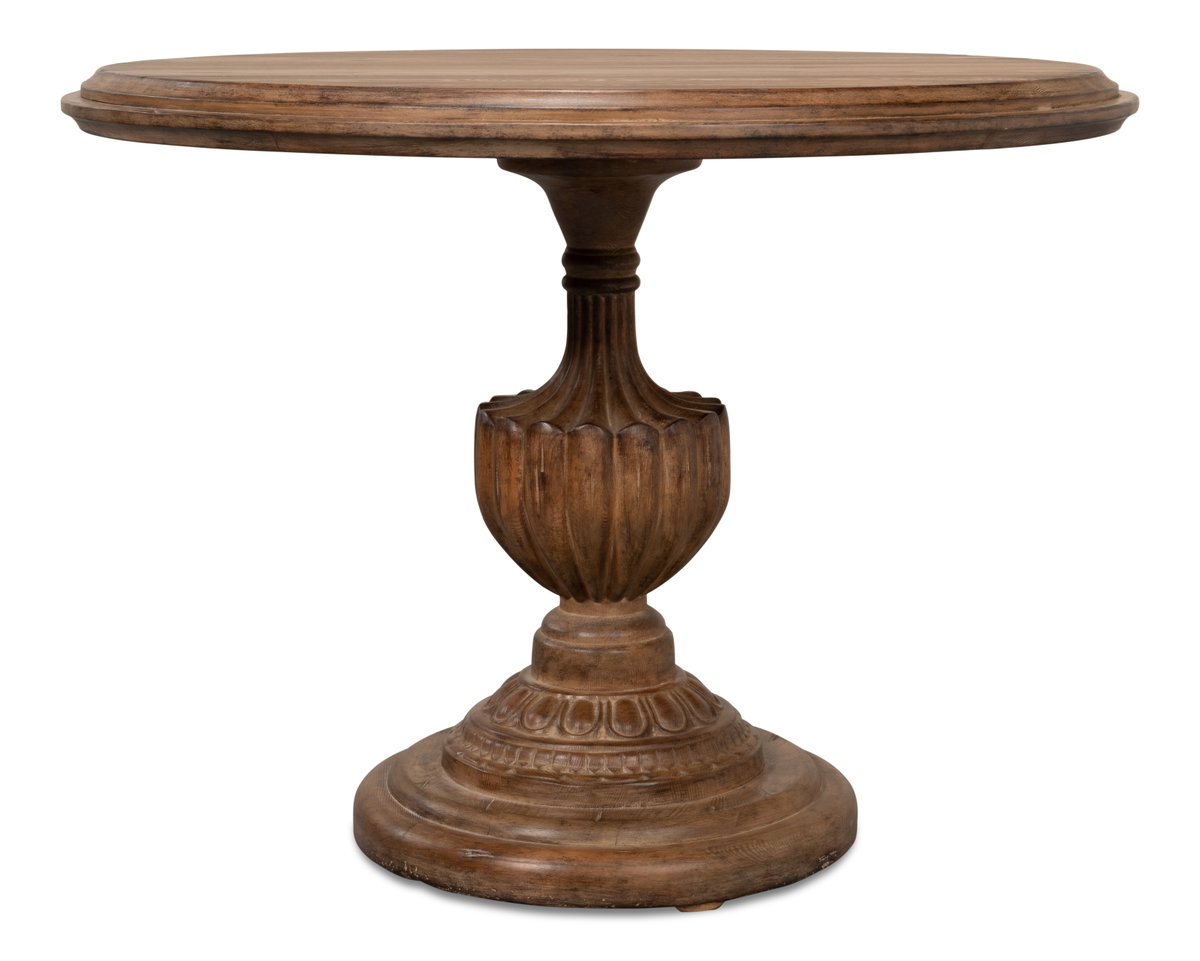 Renaissance Pedestal Dining Table 40top, by Sarreid, 3'4" length x 3'4" width x 2'6" height View 3