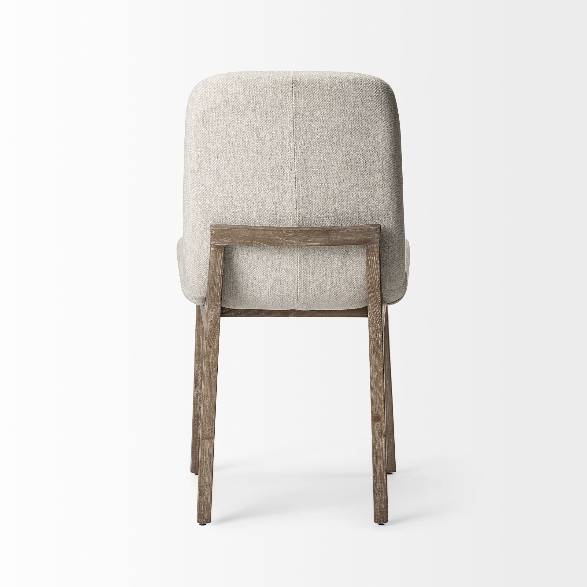 David Diamond Tuffed Cream Fabric Wrap Brown Wood Base Dining Chair large image 