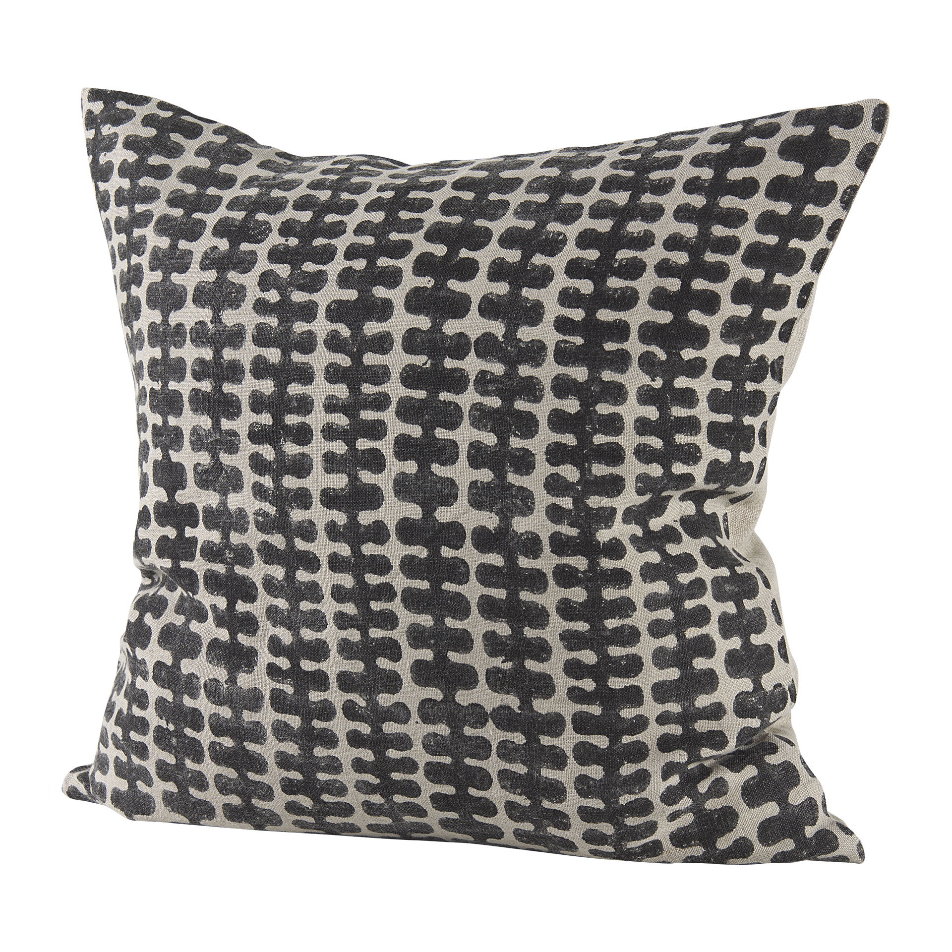 Miriam 18L x 18W Beige and Black Fabric Patterned Decorative Pillow Cover large image 
