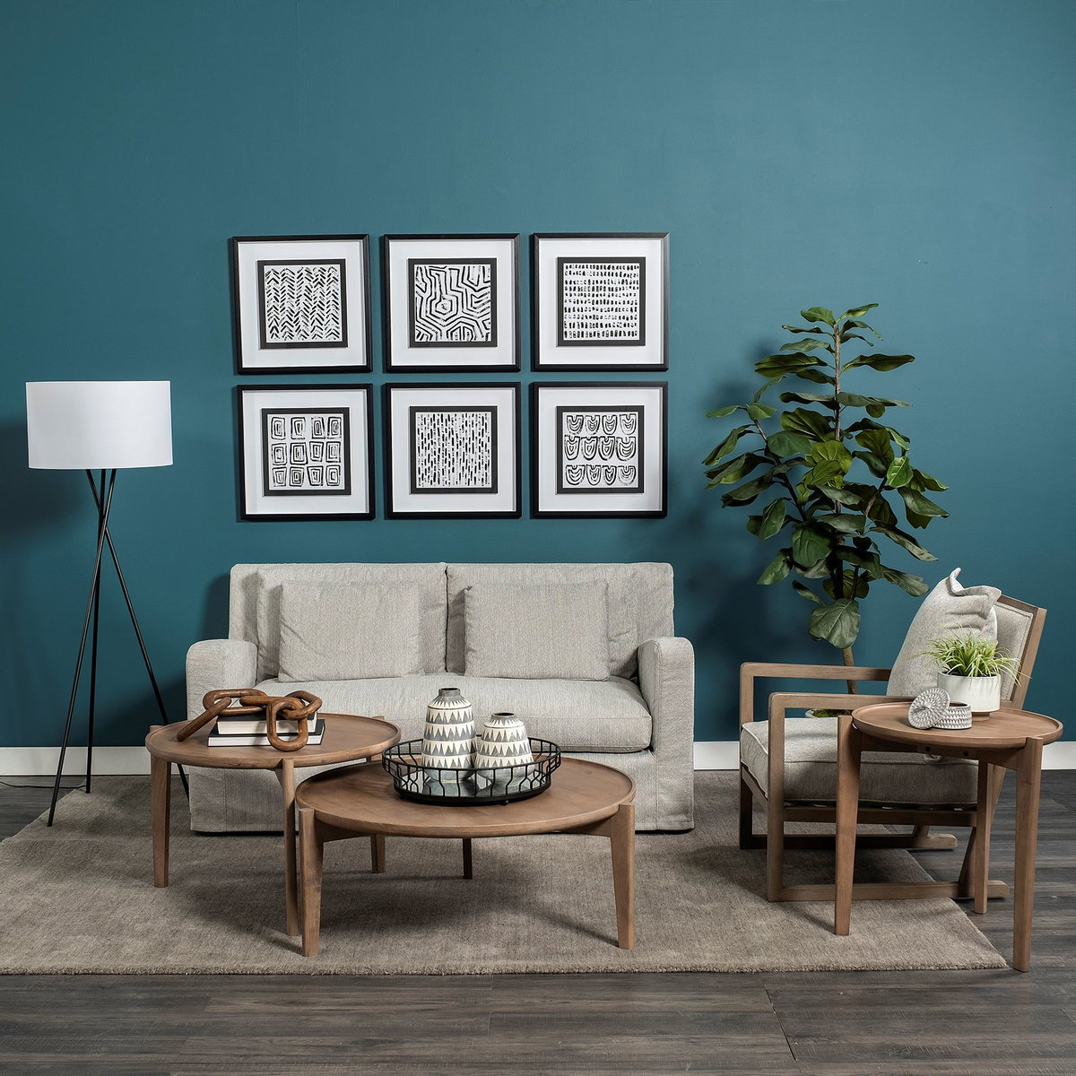 Sherlock Frost Gray Wood Frame Accent Chair, by Mercana, 25.98" length x 32.28" width x 34.25" height View 2