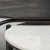 Etienne 36' Round White Marble Top Black Metal Base Coffee Table thumbnail 12