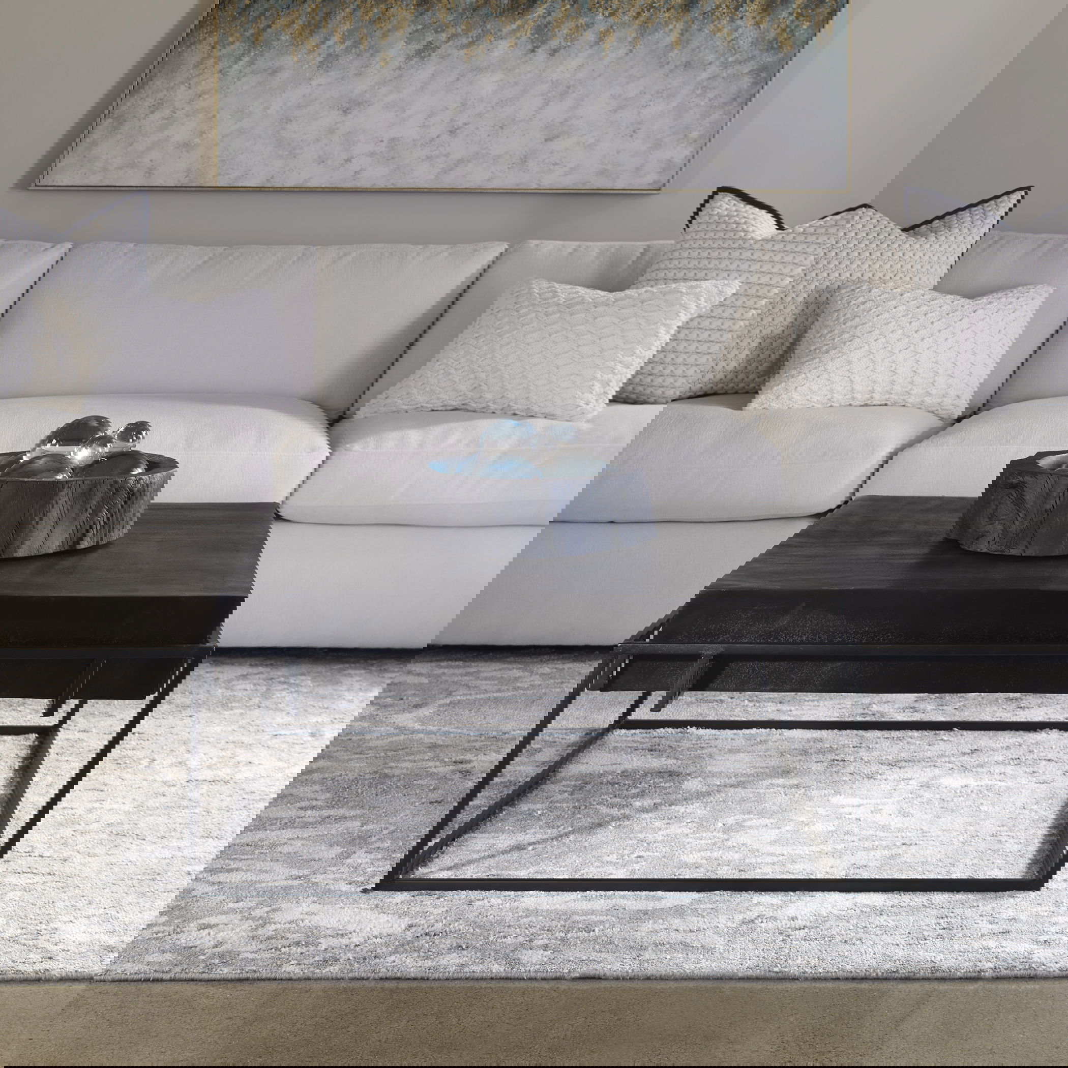 Telone Modern Black Coffee Table, Furniture by Uttermost, 35" width x 16" height x 35" depth View 2