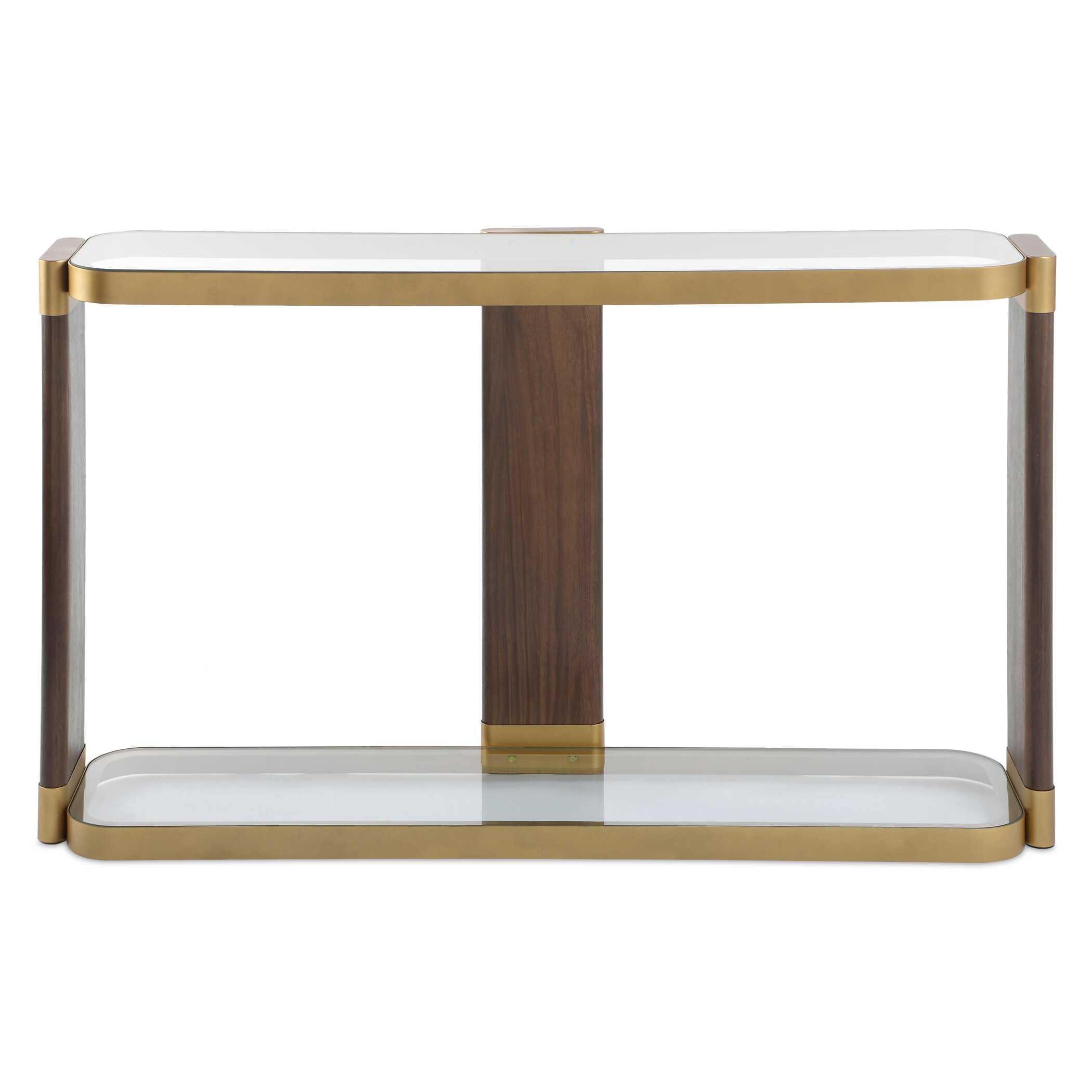 Ryles Glass Console Table, Furniture by Uttermost, 55.25" width x 31.75" height x 13.5" depth View 1