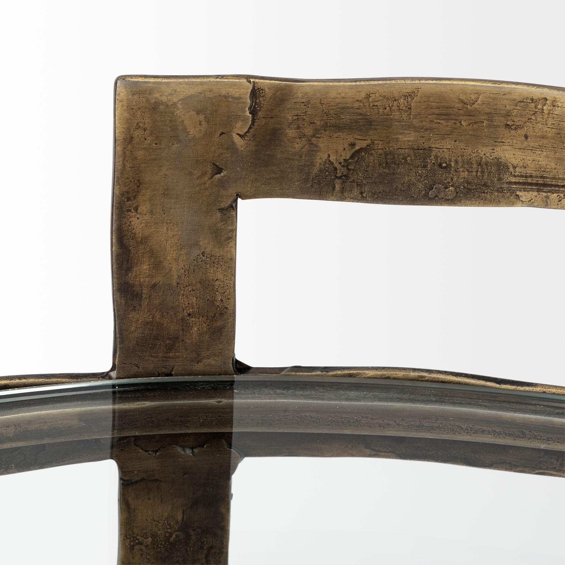 Reimer 15L x 15W Gold Round Glass Top with Metal Frame Accent Table large image 