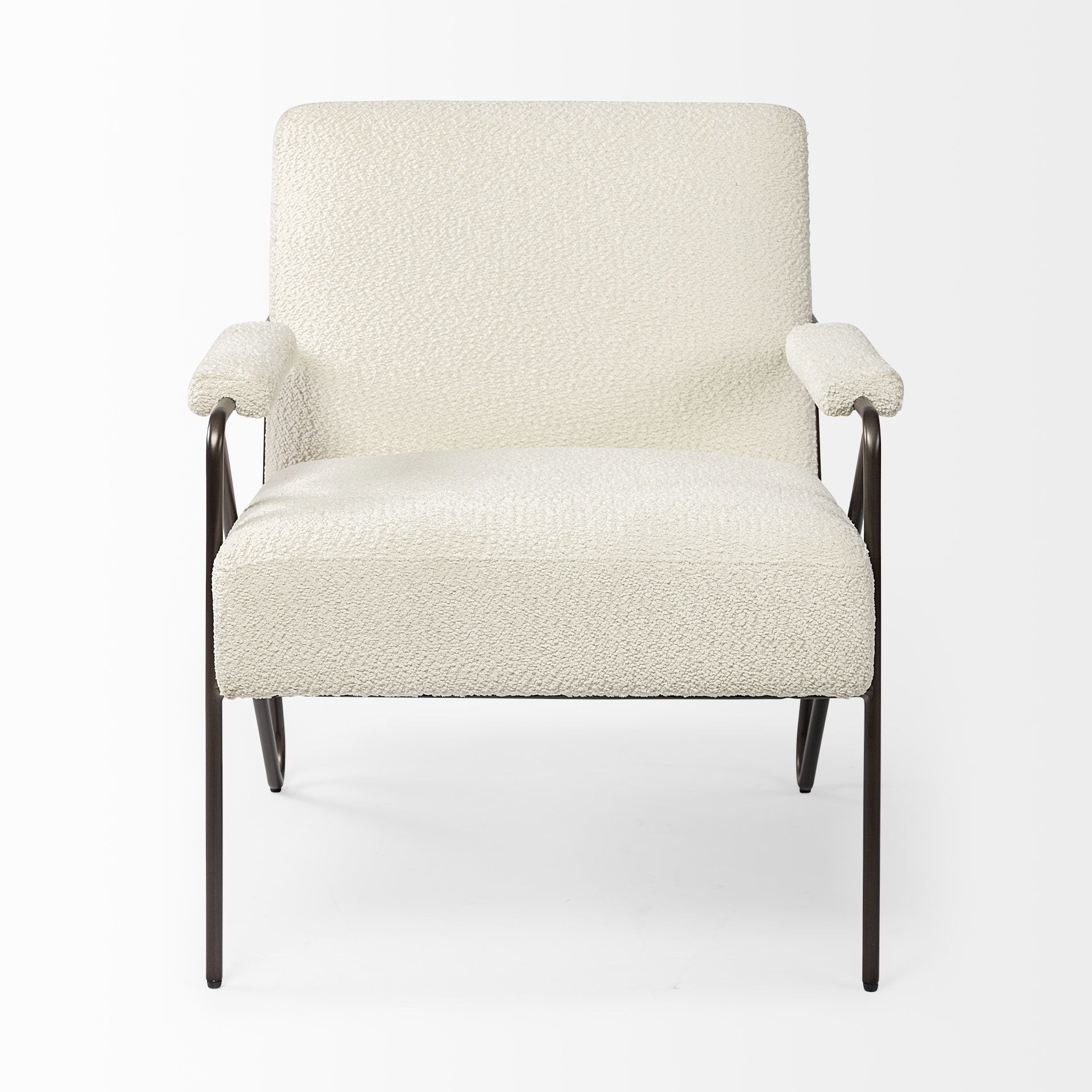 Vicunya Cream Fabric with Gun Metal Gray Metal Frame Accent Chair large image 